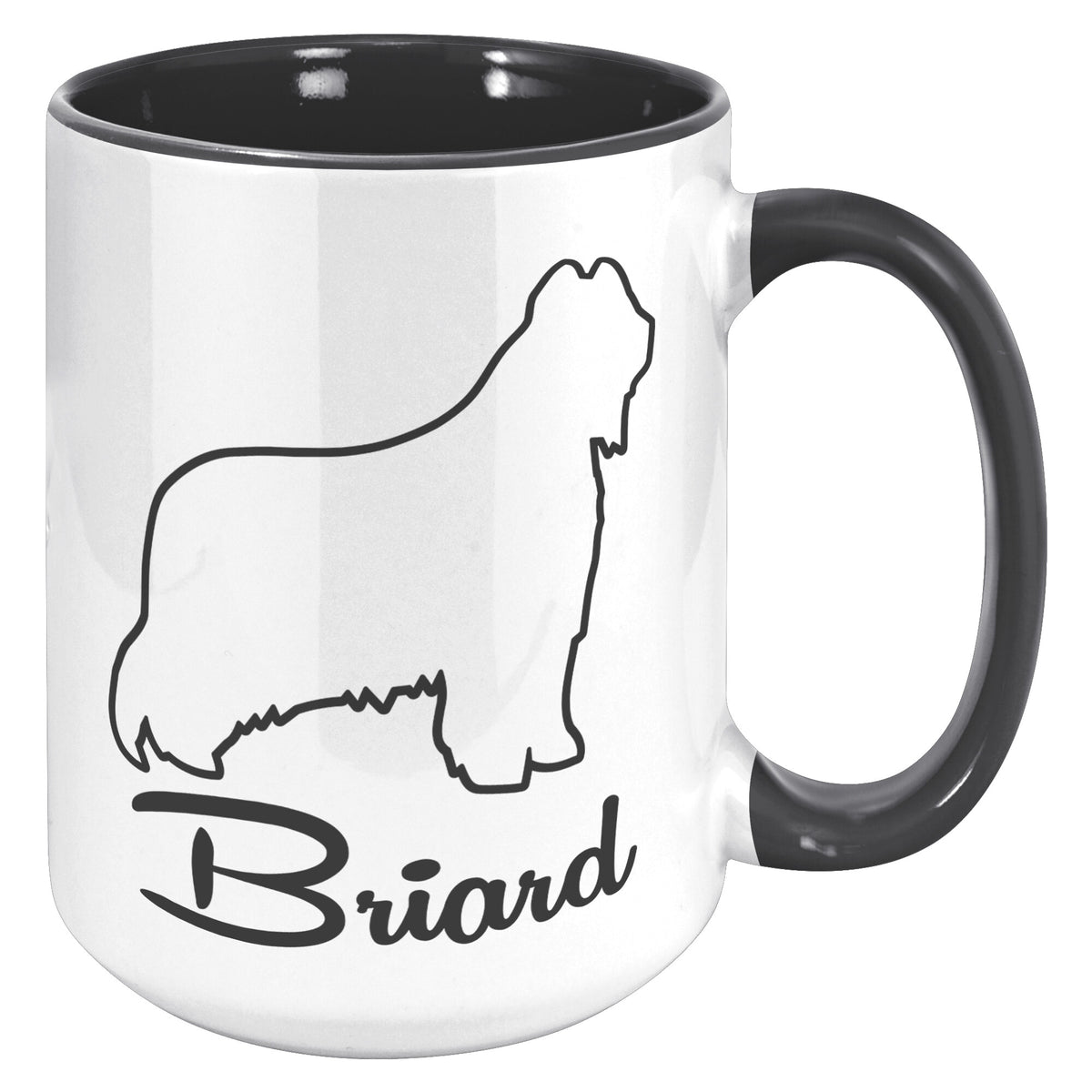 Briard Dog Outlined Silhouette 15oz Accent Mug