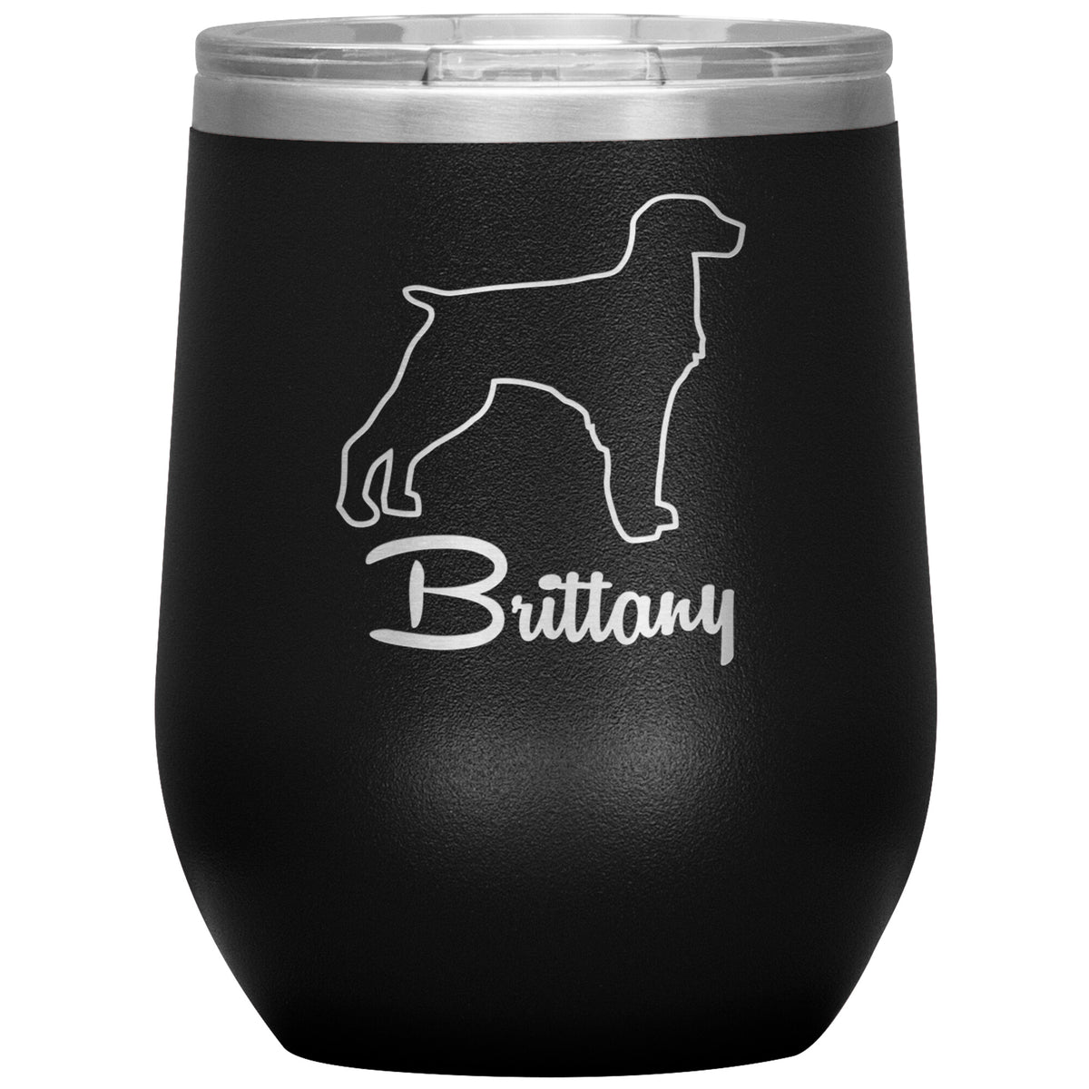 Brittany Dog Outlined Silhouette 12oz Wine Insulated Tumbler