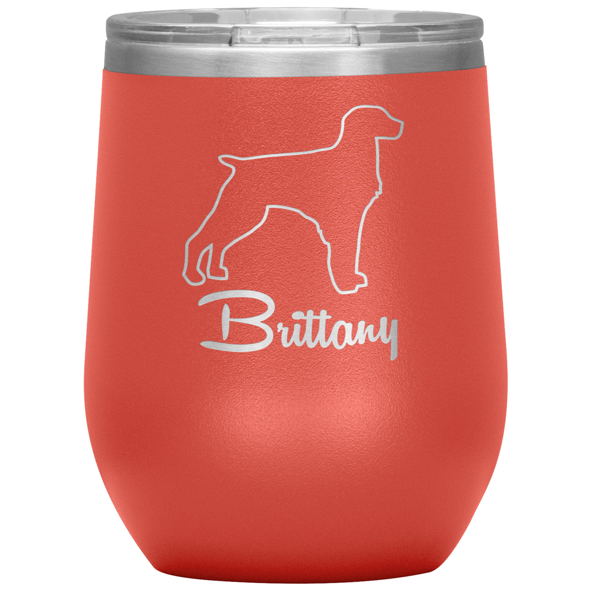 Brittany Dog Outlined Silhouette 12oz Wine Insulated Tumbler