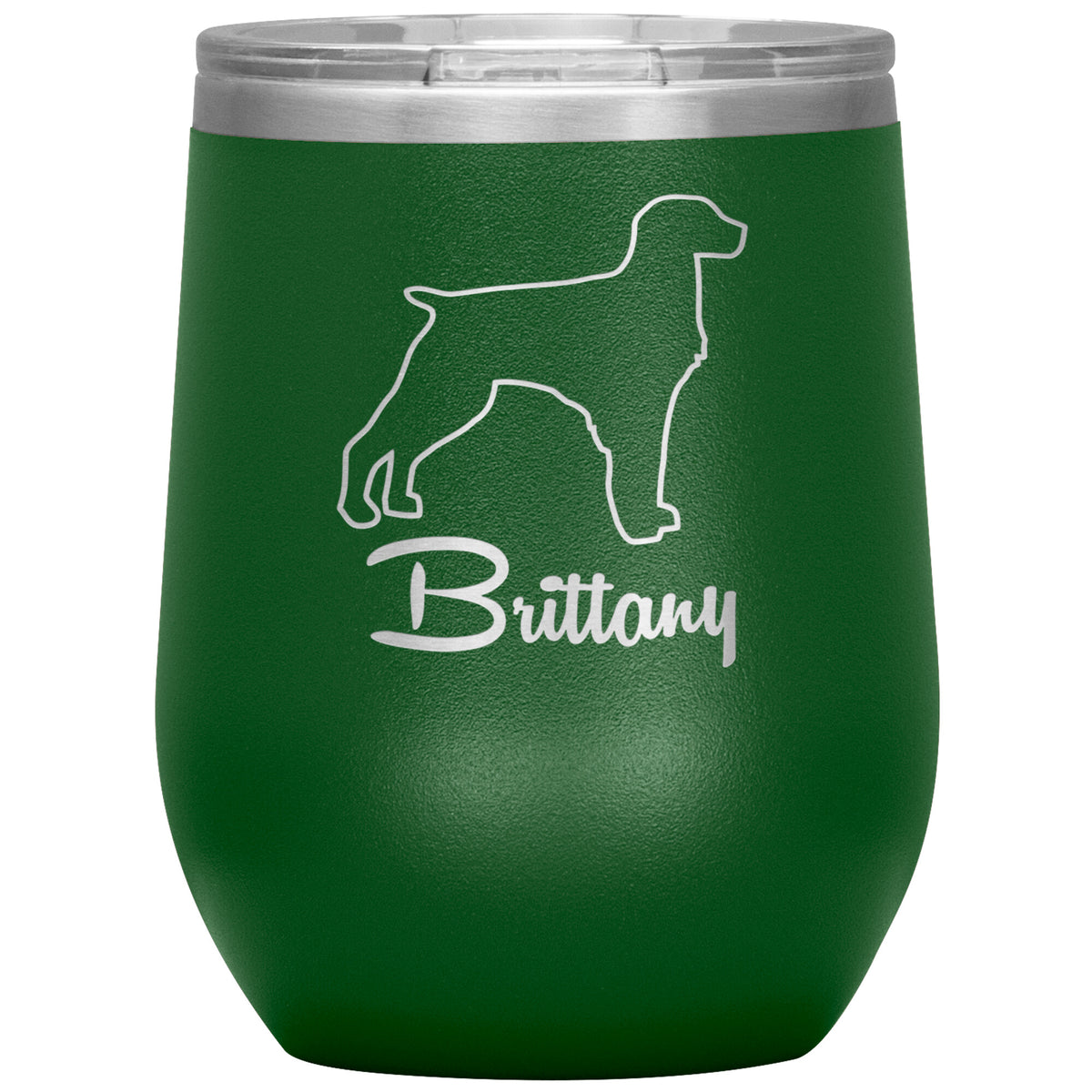 Brittany Dog Outlined Silhouette 12oz Wine Insulated Tumbler