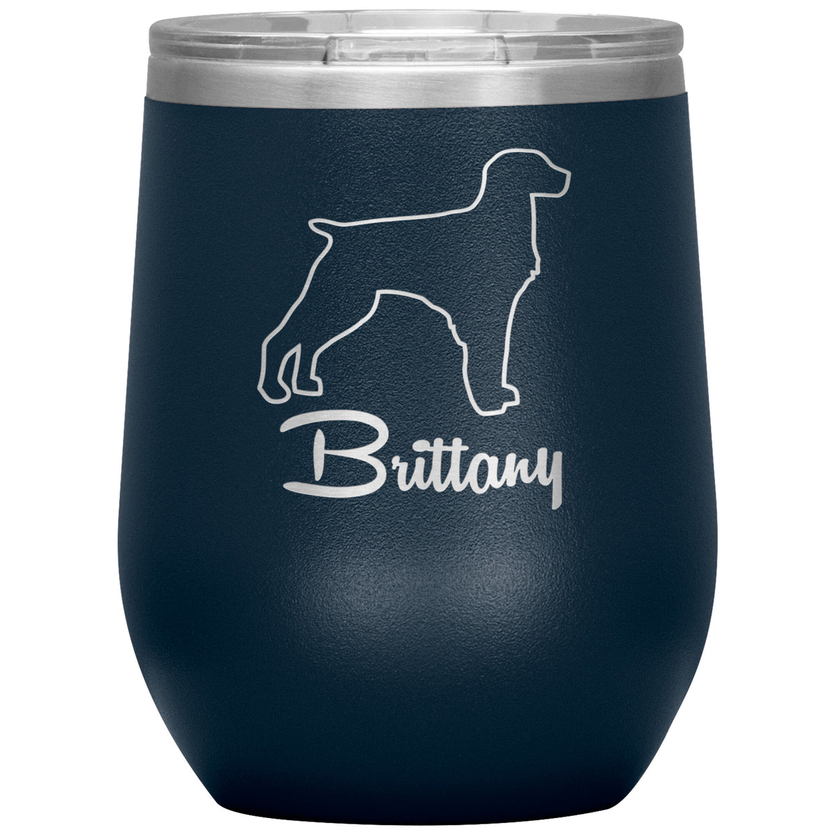 Brittany Dog Outlined Silhouette 12oz Wine Insulated Tumbler