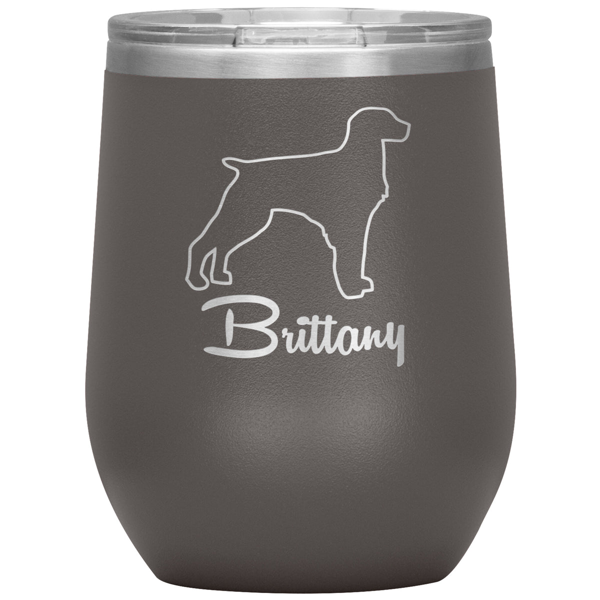 Brittany Dog Outlined Silhouette 12oz Wine Insulated Tumbler