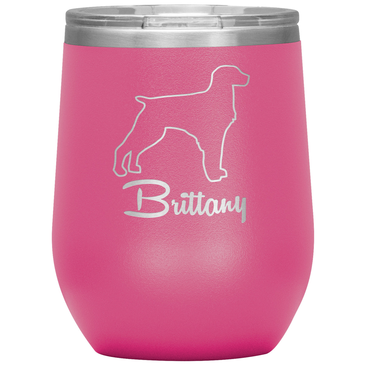 Brittany Dog Outlined Silhouette 12oz Wine Insulated Tumbler