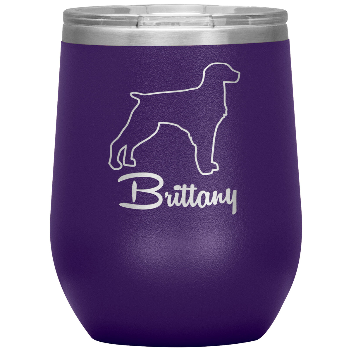 Brittany Dog Outlined Silhouette 12oz Wine Insulated Tumbler