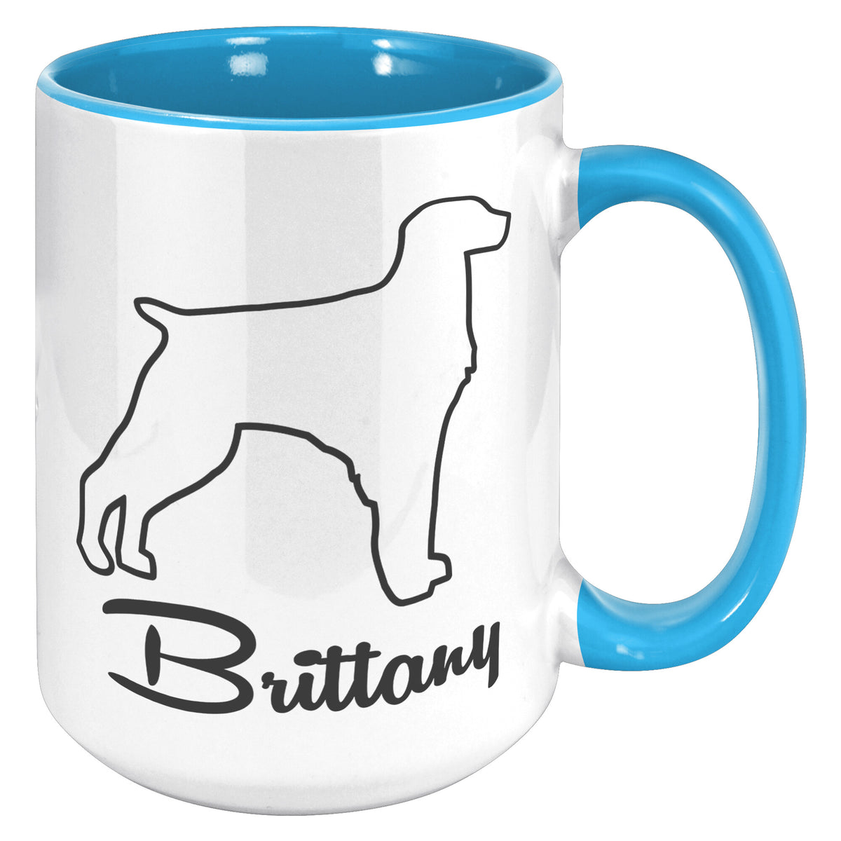 Brittany Dog Outlined Silhouette 15oz Accent Mug