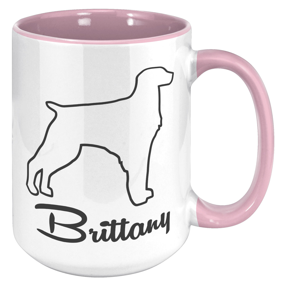 Brittany Dog Outlined Silhouette 15oz Accent Mug