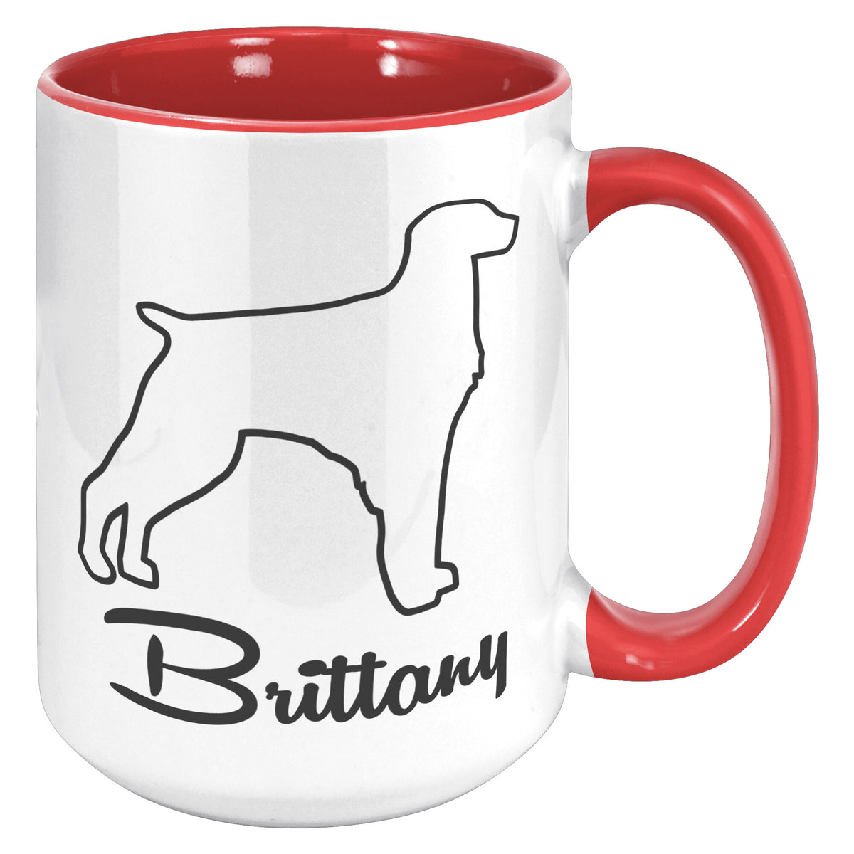 Brittany Dog Outlined Silhouette 15oz Accent Mug