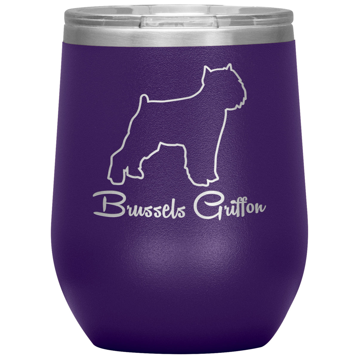 Brussels Griffon Dog Outlined Silhouette 12oz Wine Insulated Tumbler