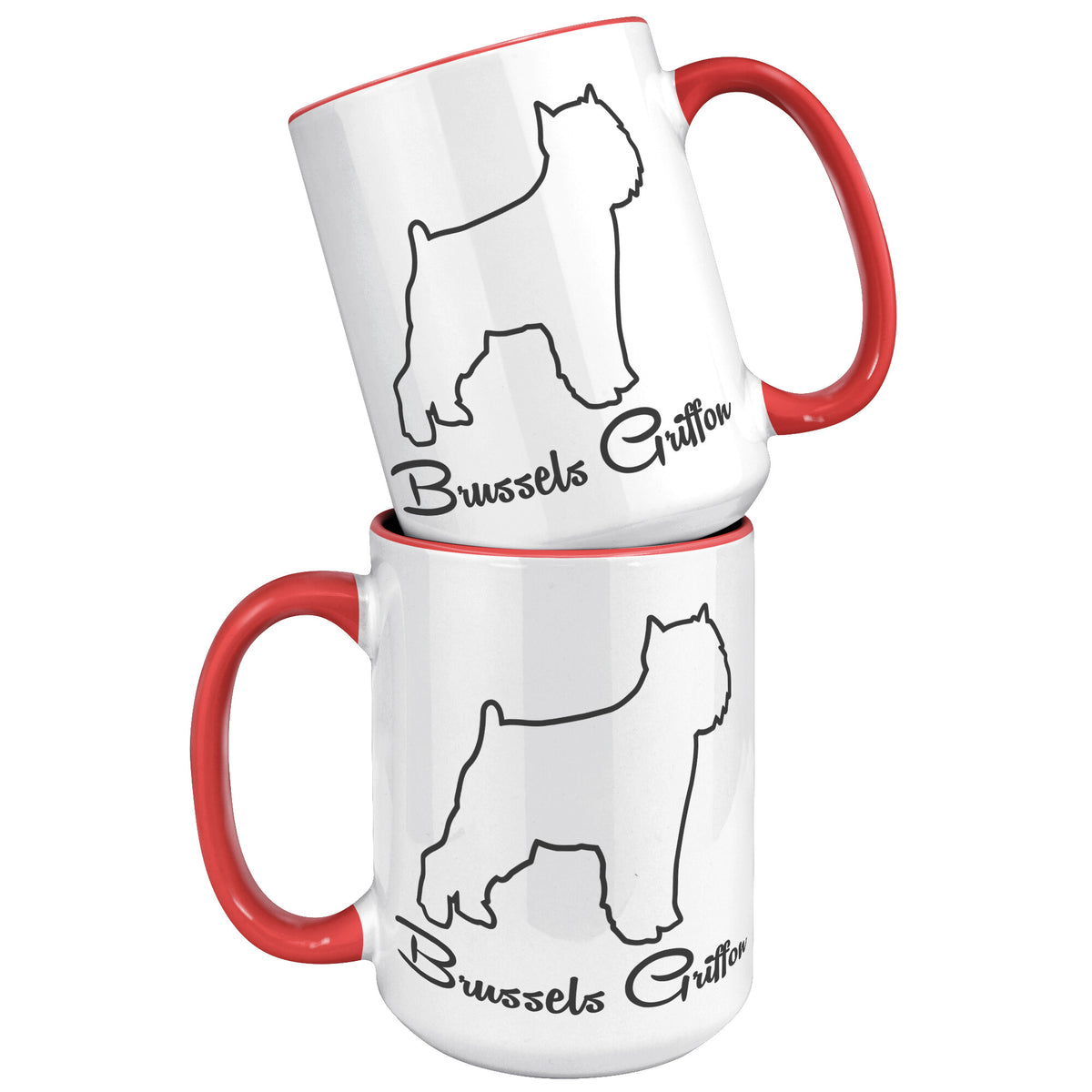 Brussels Griffon Dog Outlined Silhouette 15oz Accent Mug