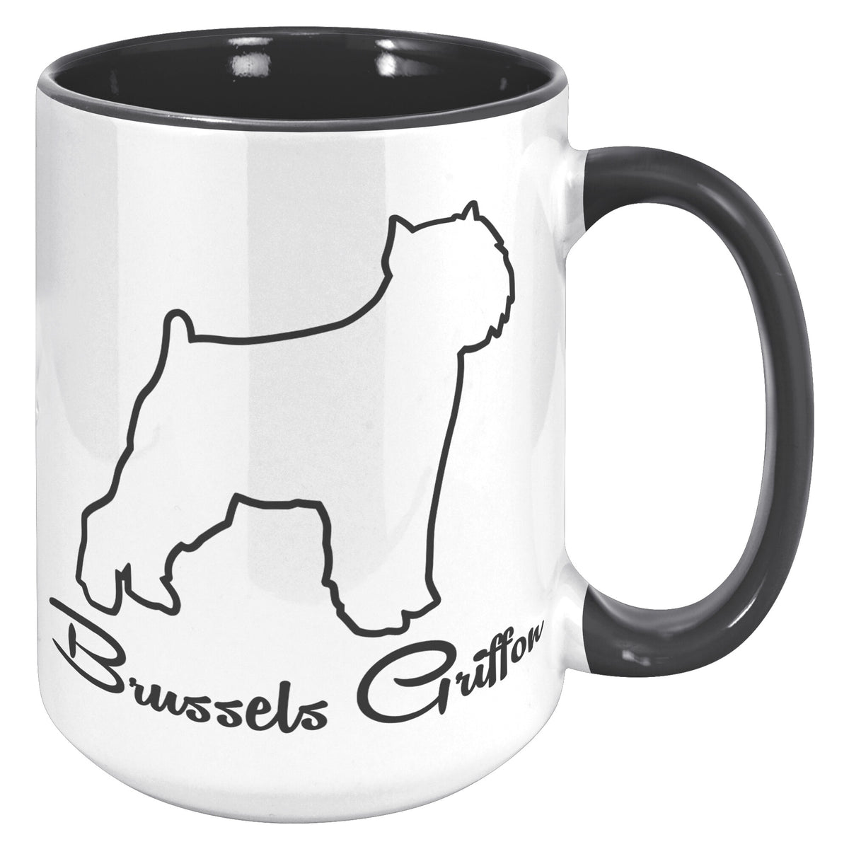 Brussels Griffon Dog Outlined Silhouette 15oz Accent Mug