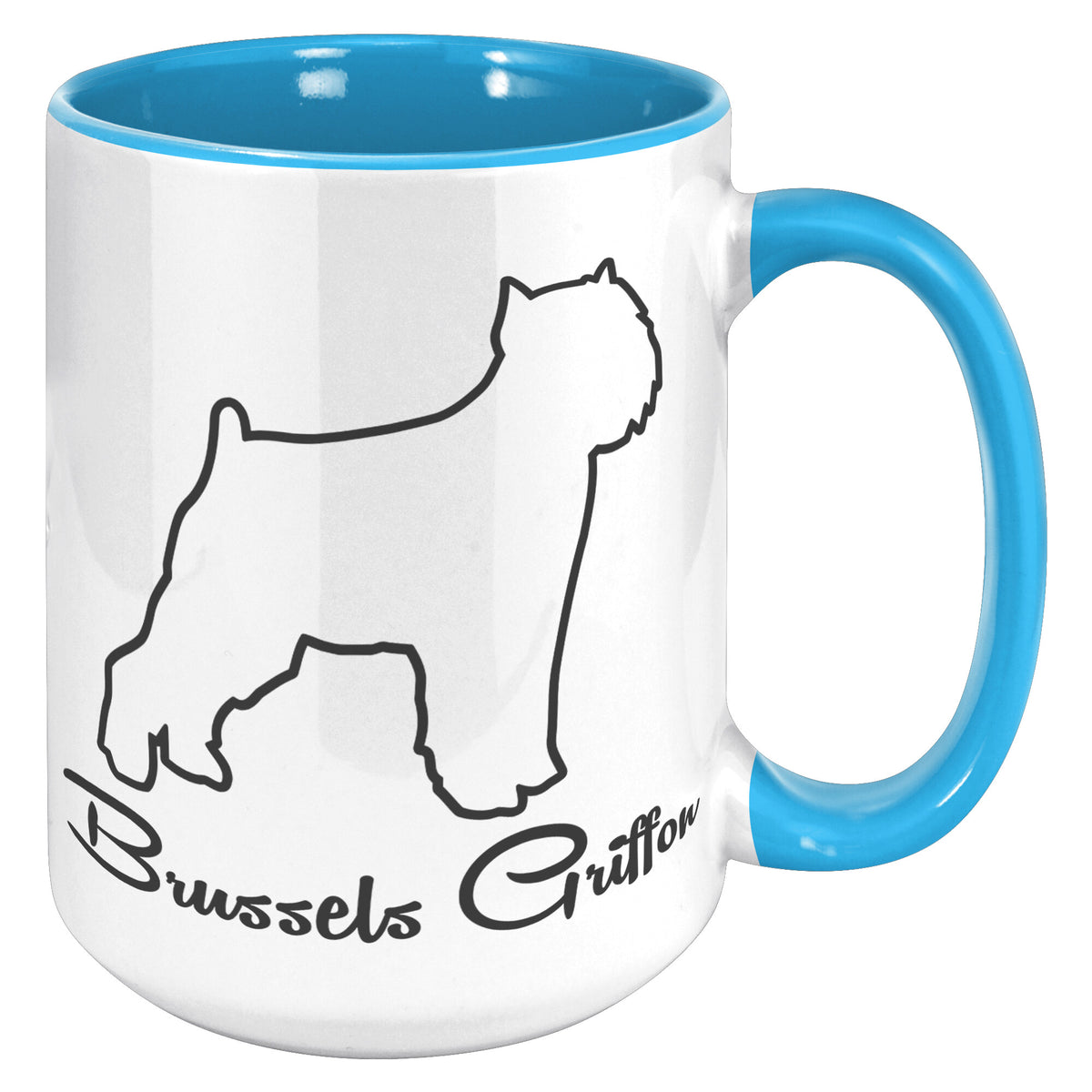 Brussels Griffon Dog Outlined Silhouette 15oz Accent Mug