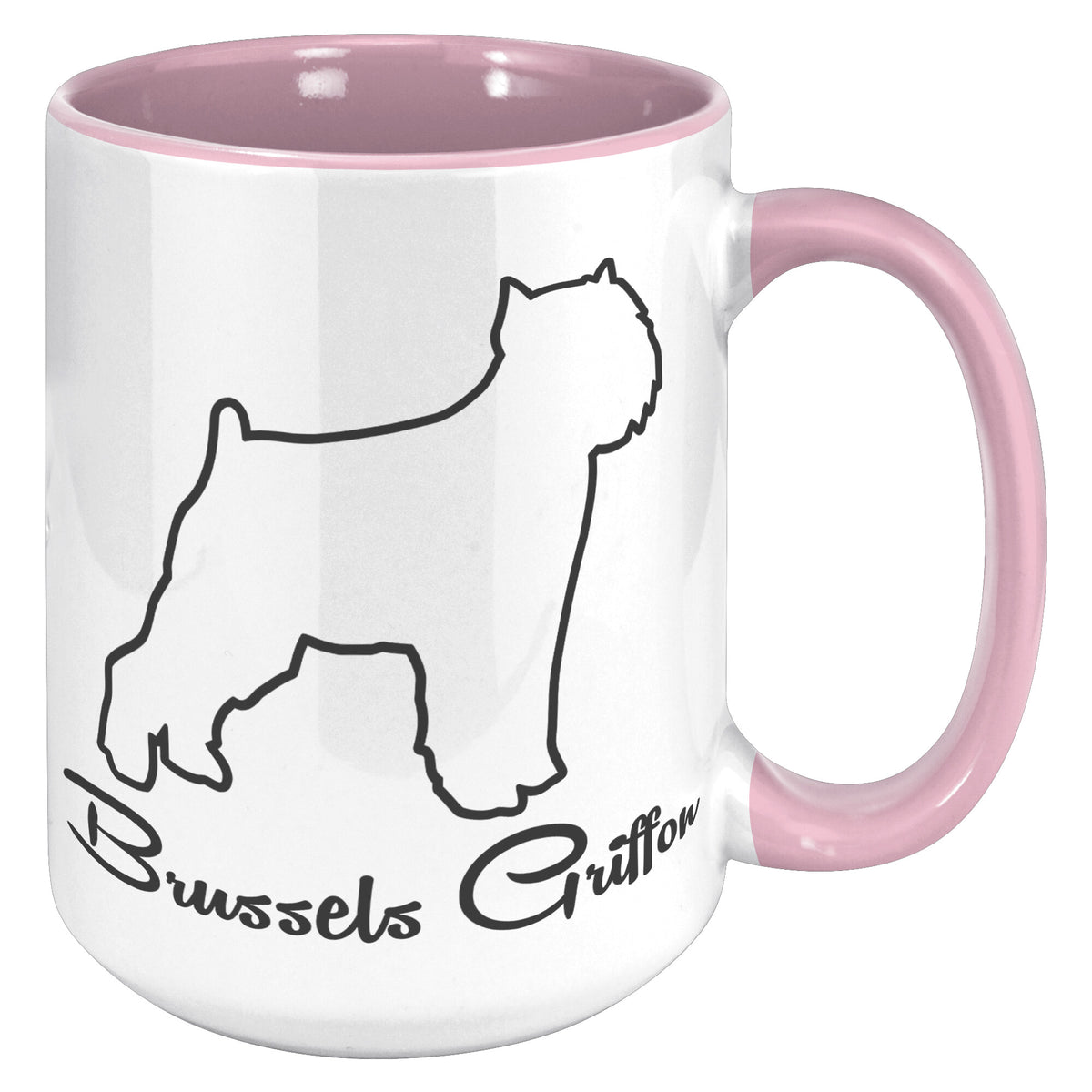 Brussels Griffon Dog Outlined Silhouette 15oz Accent Mug