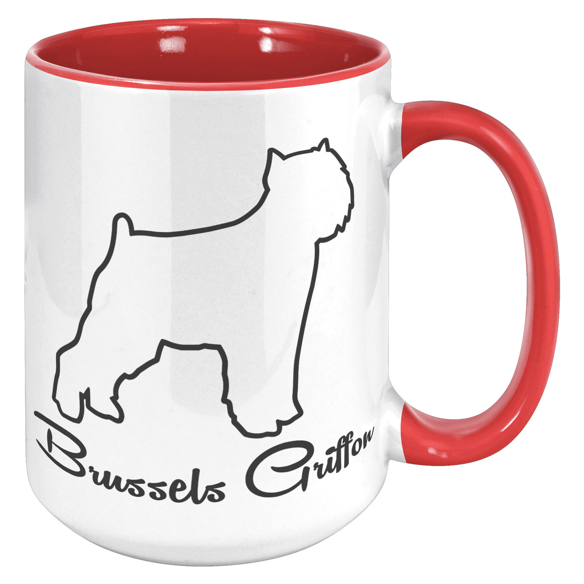 Brussels Griffon Dog Outlined Silhouette 15oz Accent Mug