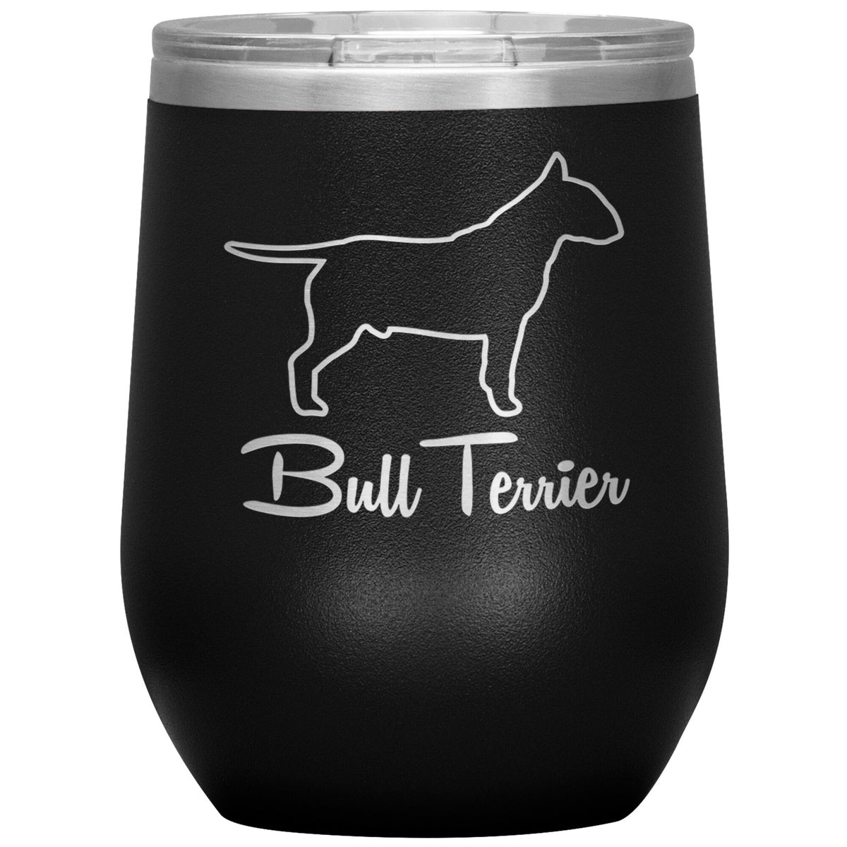 Bull Terrier Dog Outlined Silhouette 12oz Wine Insulated Tumbler
