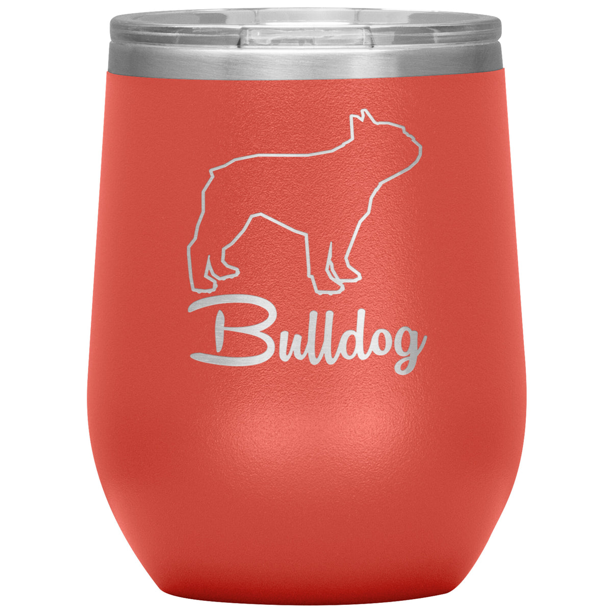 Bulldog Dog Outlined Silhouette 12oz Wine Insulated Tumbler