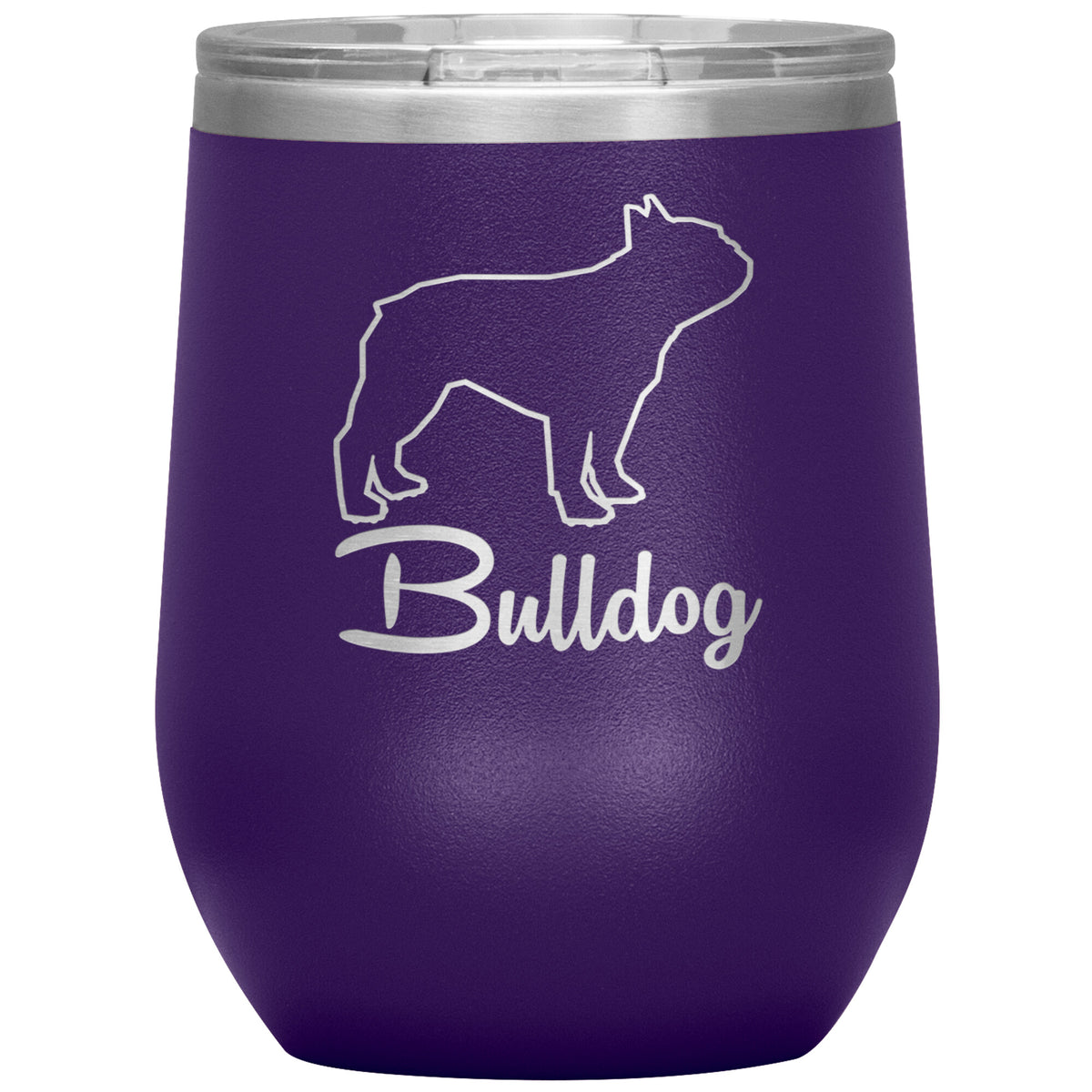 Bulldog Dog Outlined Silhouette 12oz Wine Insulated Tumbler