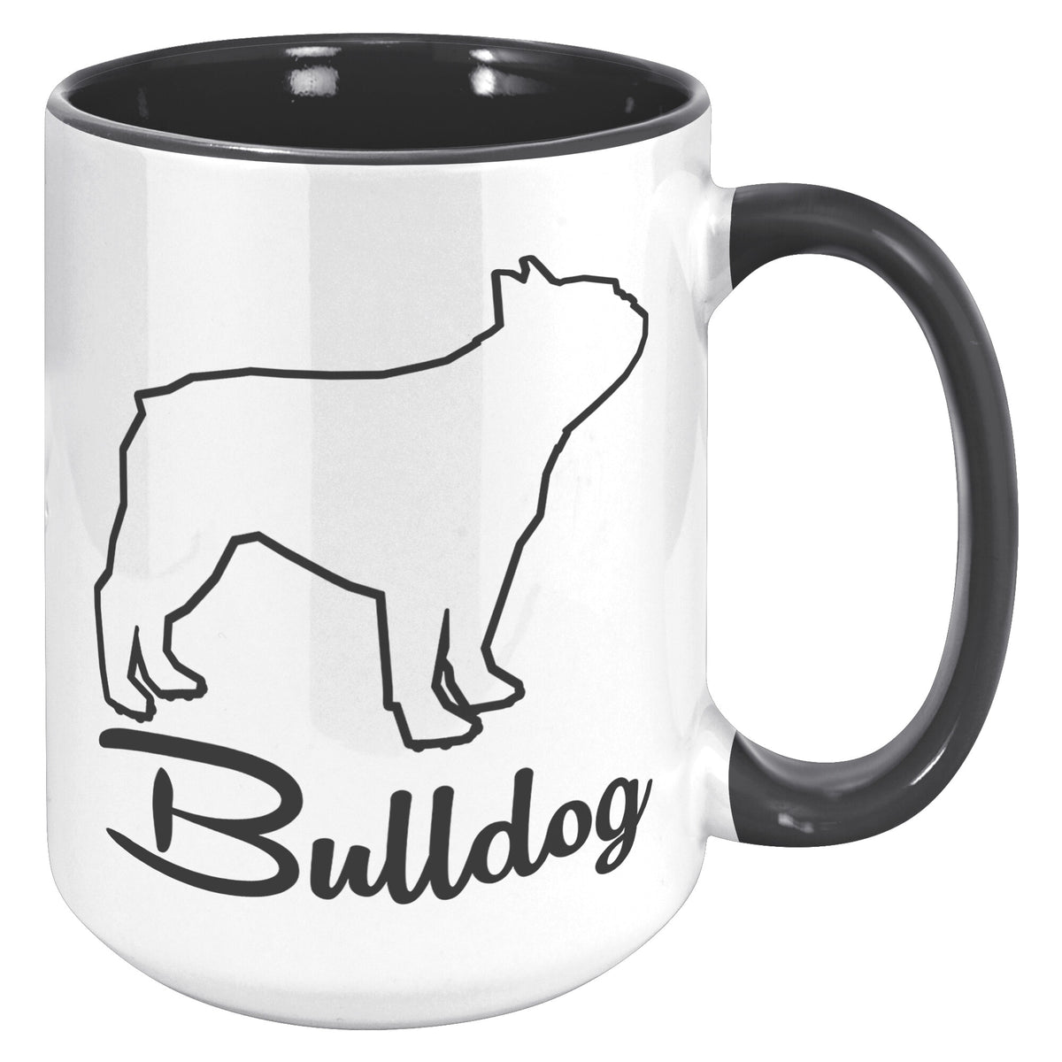 Bulldog Dog Outlined Silhouette 15oz Accent Mug