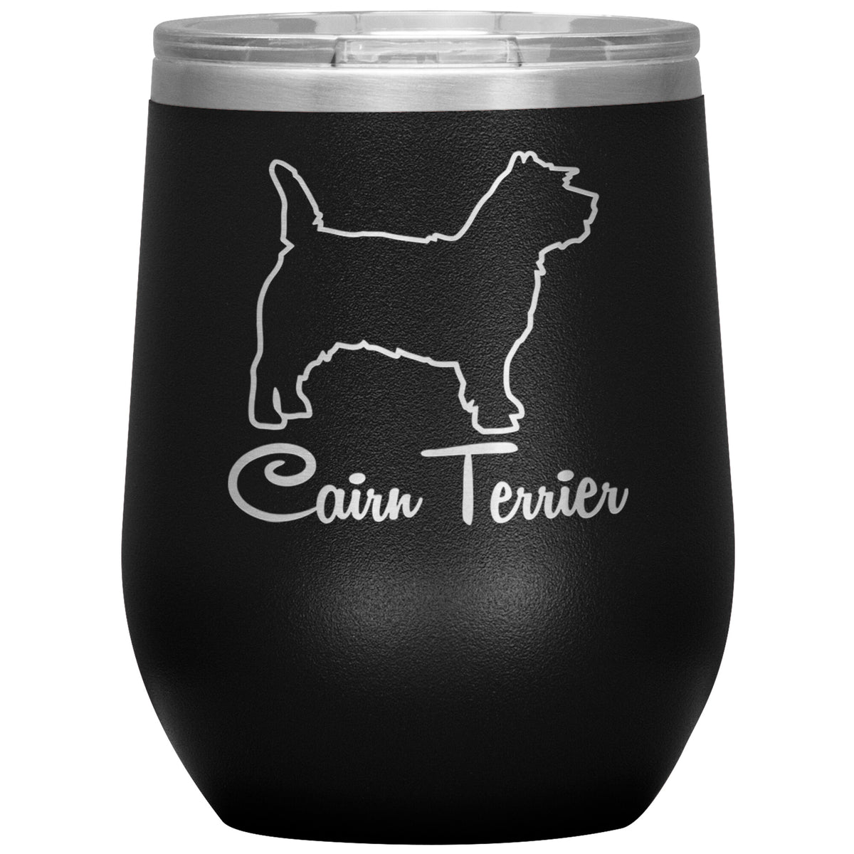 Cairn Terrier Dog Outlined Silhouette 12oz Wine Insulated Tumbler