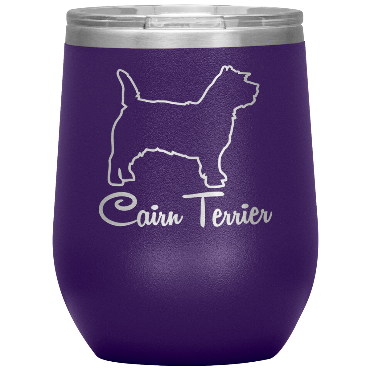 Cairn Terrier Dog Outlined Silhouette 12oz Wine Insulated Tumbler