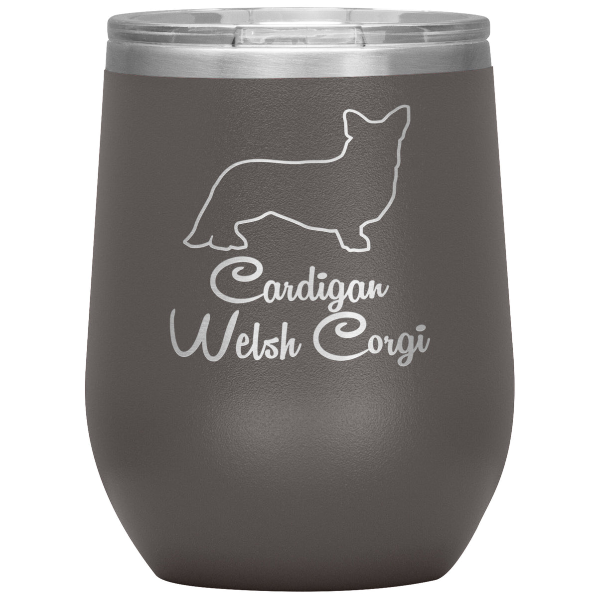 Cardigan Welsh Corgi Dog Outlined Silhouette 12oz Wine Insulated Tumbler