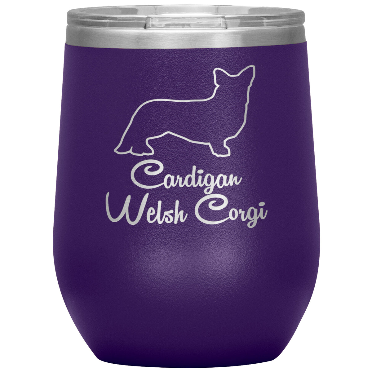 Cardigan Welsh Corgi Dog Outlined Silhouette 12oz Wine Insulated Tumbler