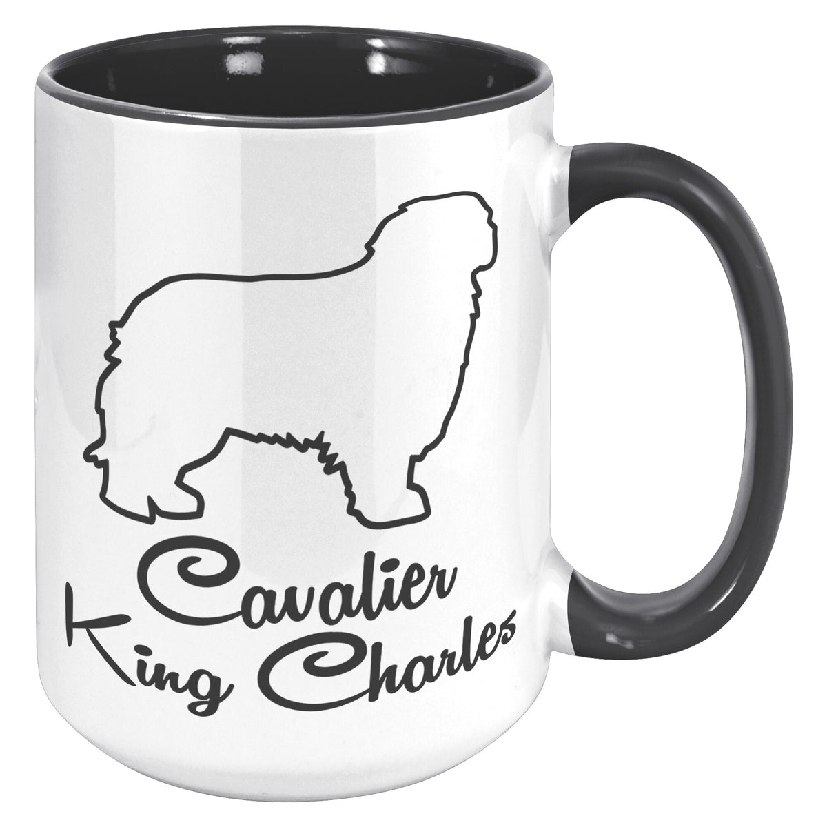 Cavalier King Charles Dog Outlined Silhouette 15oz Accent Mug