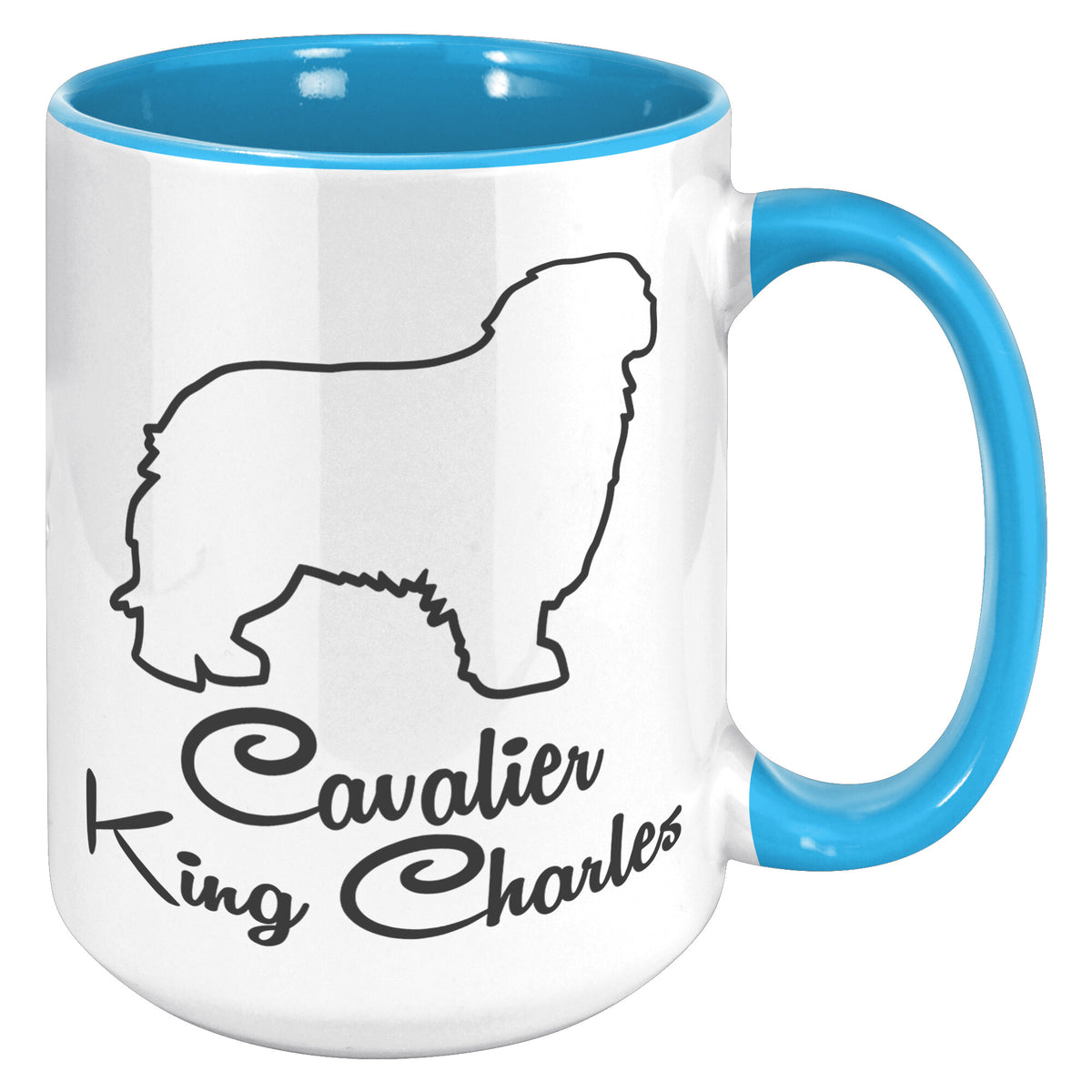 Cavalier King Charles Dog Outlined Silhouette 15oz Accent Mug