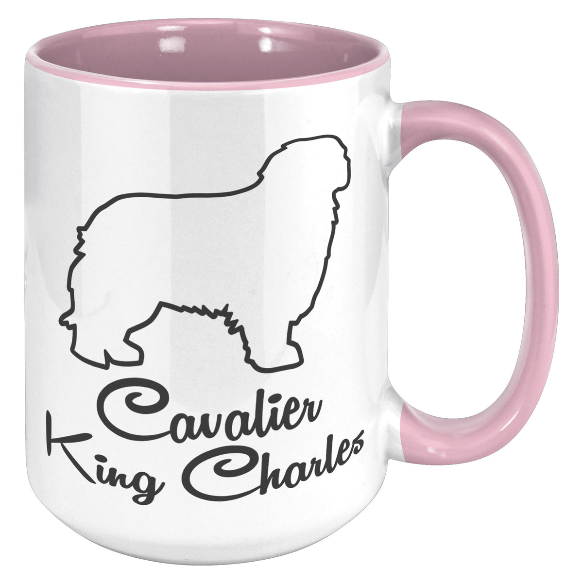Cavalier King Charles Dog Outlined Silhouette 15oz Accent Mug