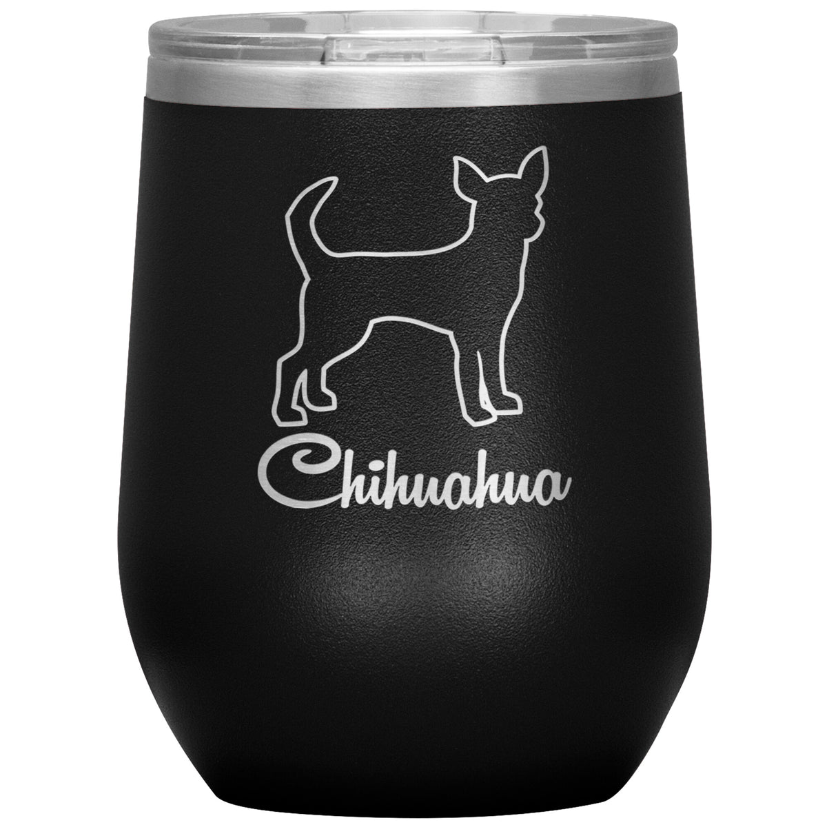 Chihuahua Dog Outlined Silhouette 12oz Wine Insulated Tumbler
