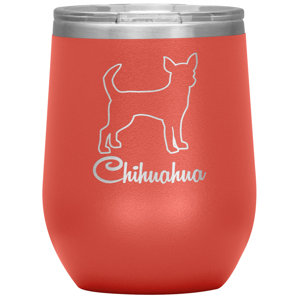 Chihuahua Dog Outlined Silhouette 12oz Wine Insulated Tumbler