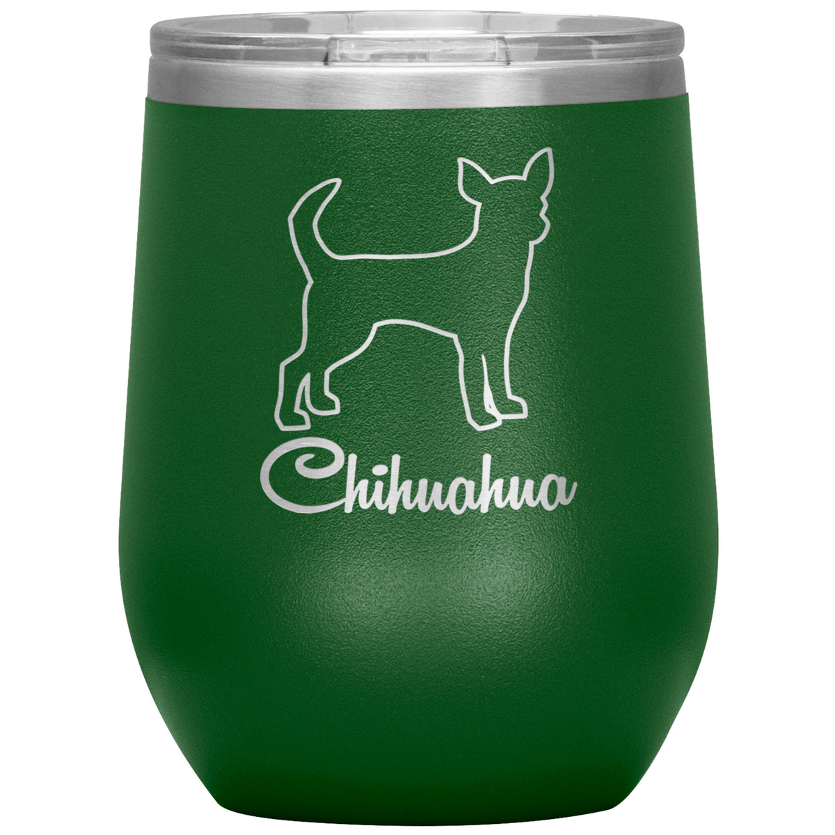 Chihuahua Dog Outlined Silhouette 12oz Wine Insulated Tumbler