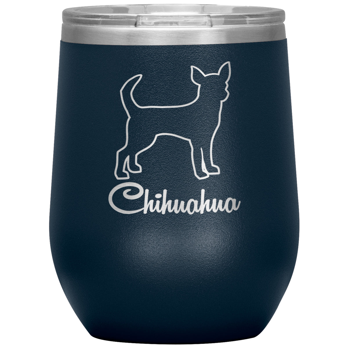 Chihuahua Dog Outlined Silhouette 12oz Wine Insulated Tumbler
