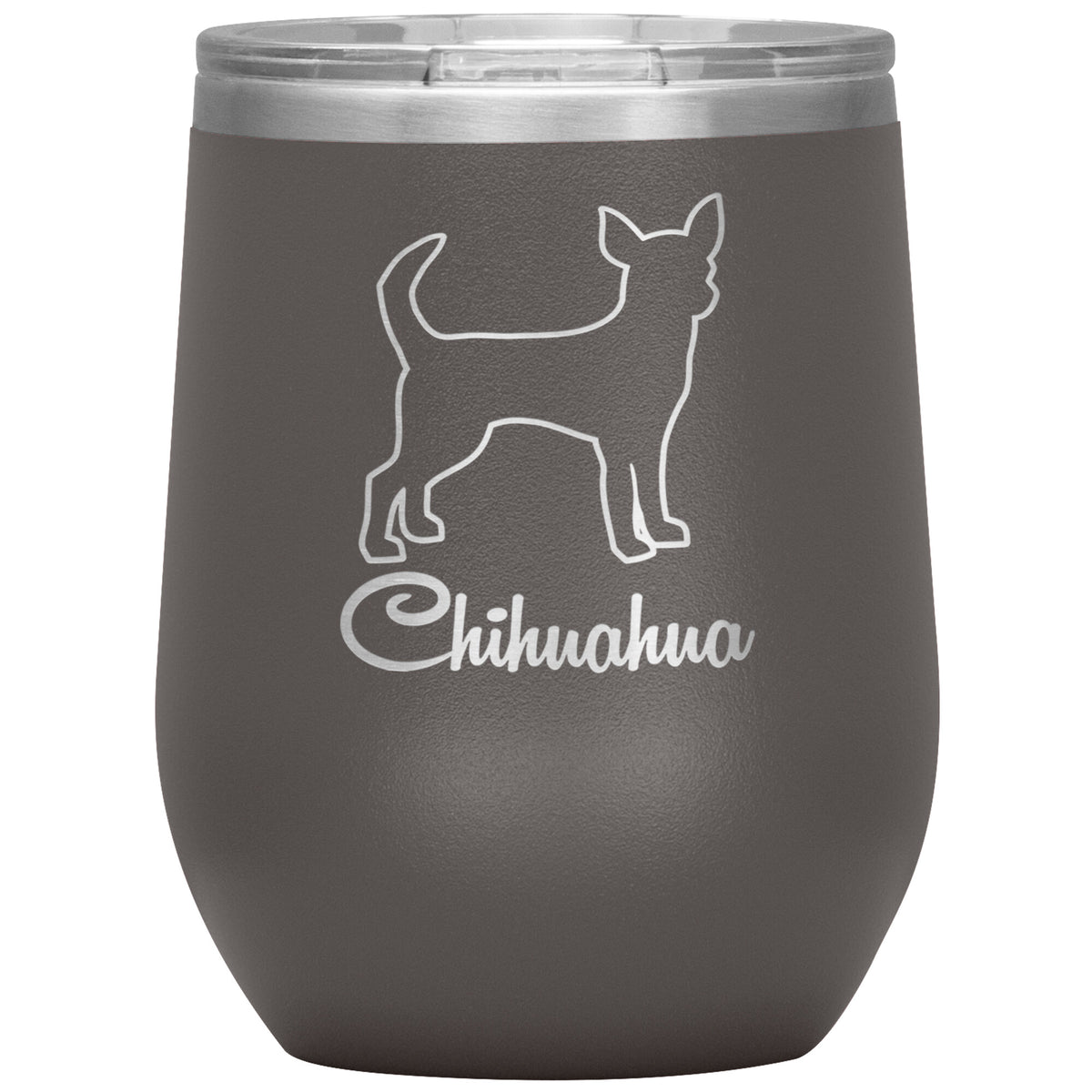 Chihuahua Dog Outlined Silhouette 12oz Wine Insulated Tumbler