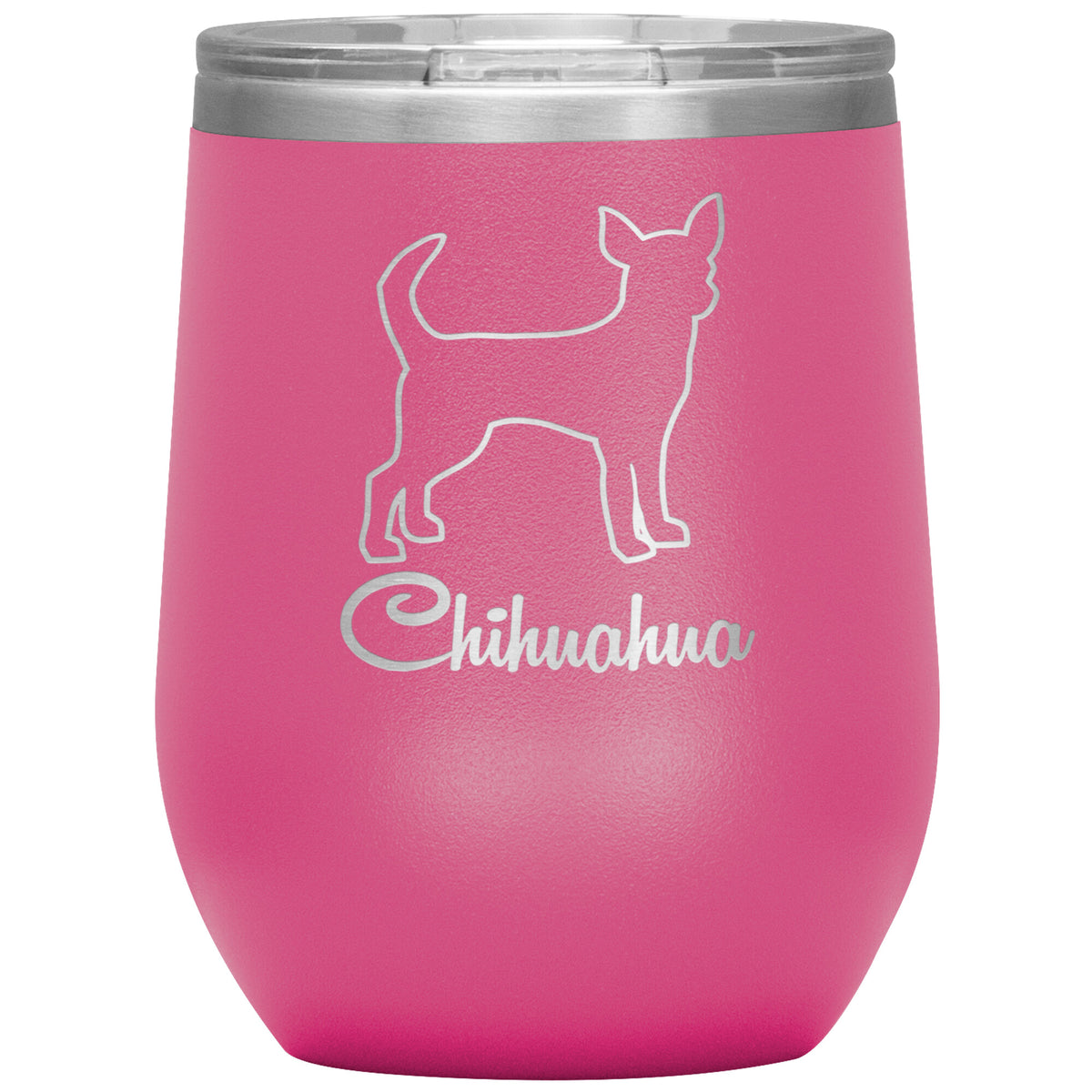 Chihuahua Dog Outlined Silhouette 12oz Wine Insulated Tumbler
