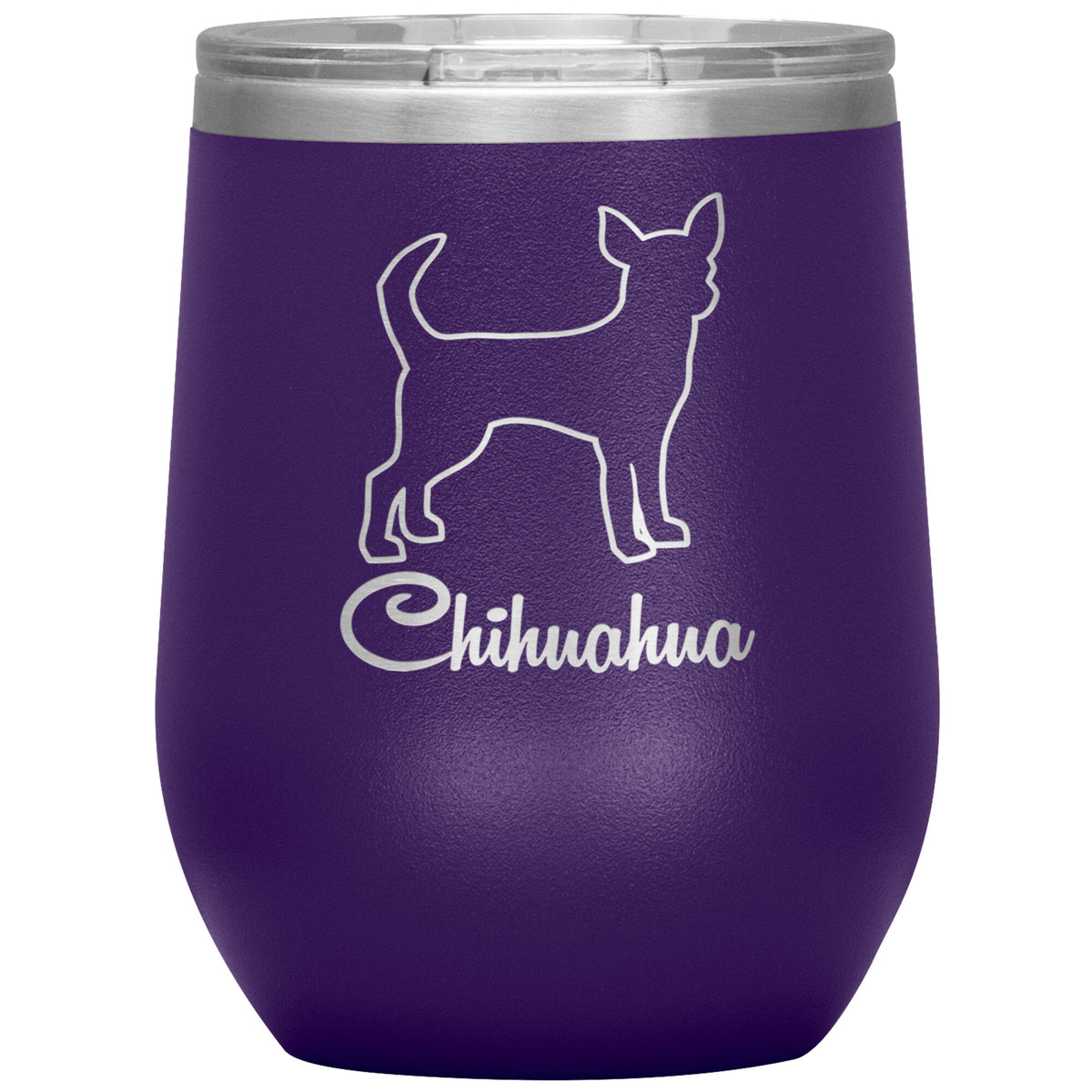 Chihuahua Dog Outlined Silhouette 12oz Wine Insulated Tumbler