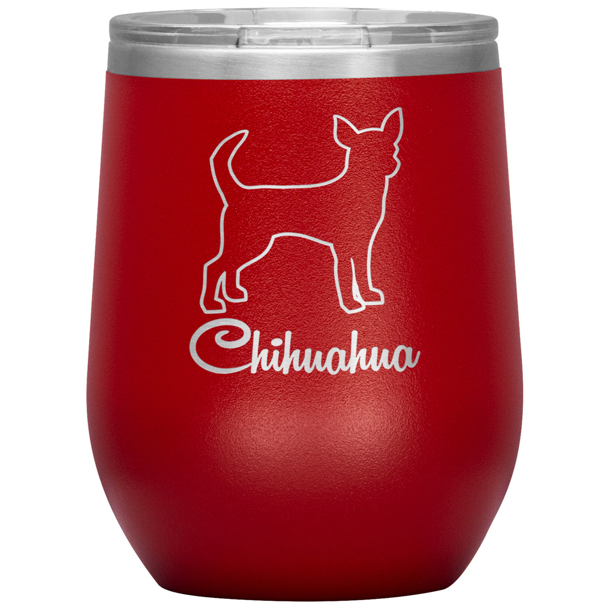 Chihuahua Dog Outlined Silhouette 12oz Wine Insulated Tumbler