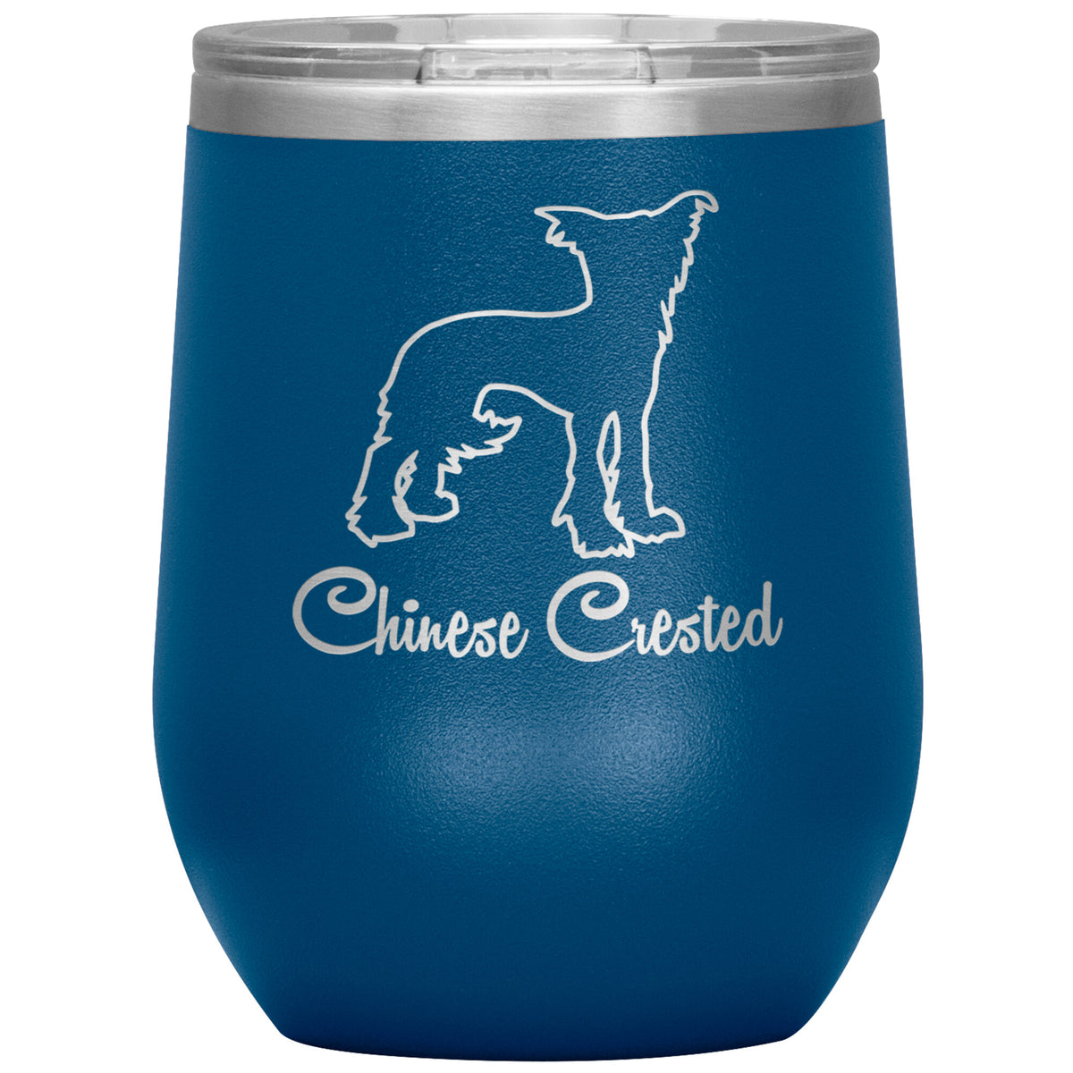 Chinese Crested Dog Outlined Silhouette 12oz Wine Insulated Tumbler