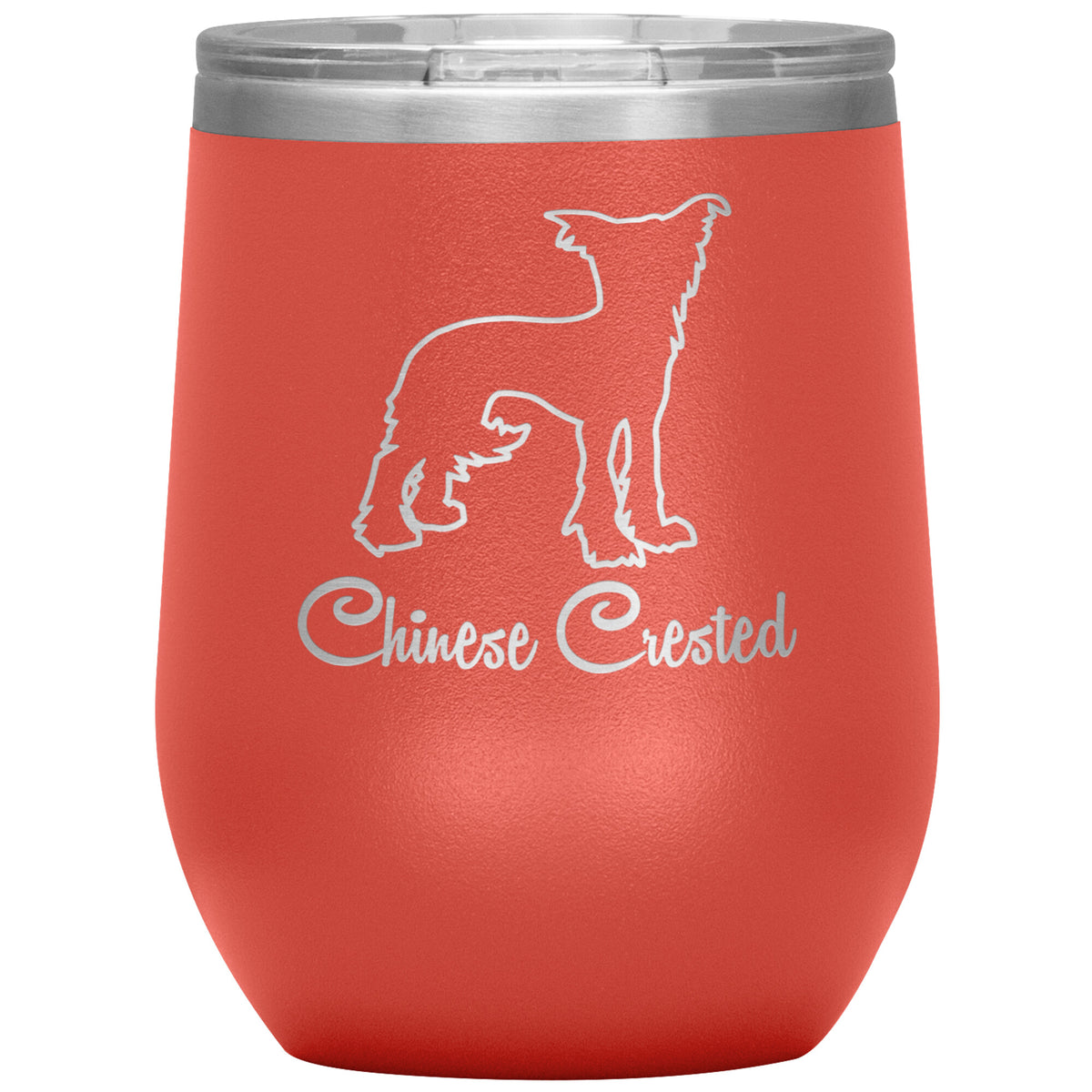 Chinese Crested Dog Outlined Silhouette 12oz Wine Insulated Tumbler