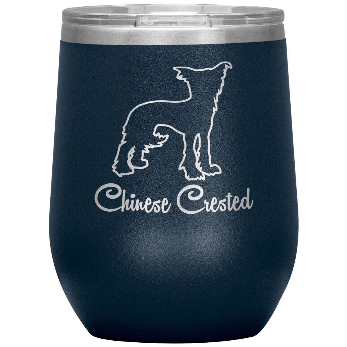 Chinese Crested Dog Outlined Silhouette 12oz Wine Insulated Tumbler