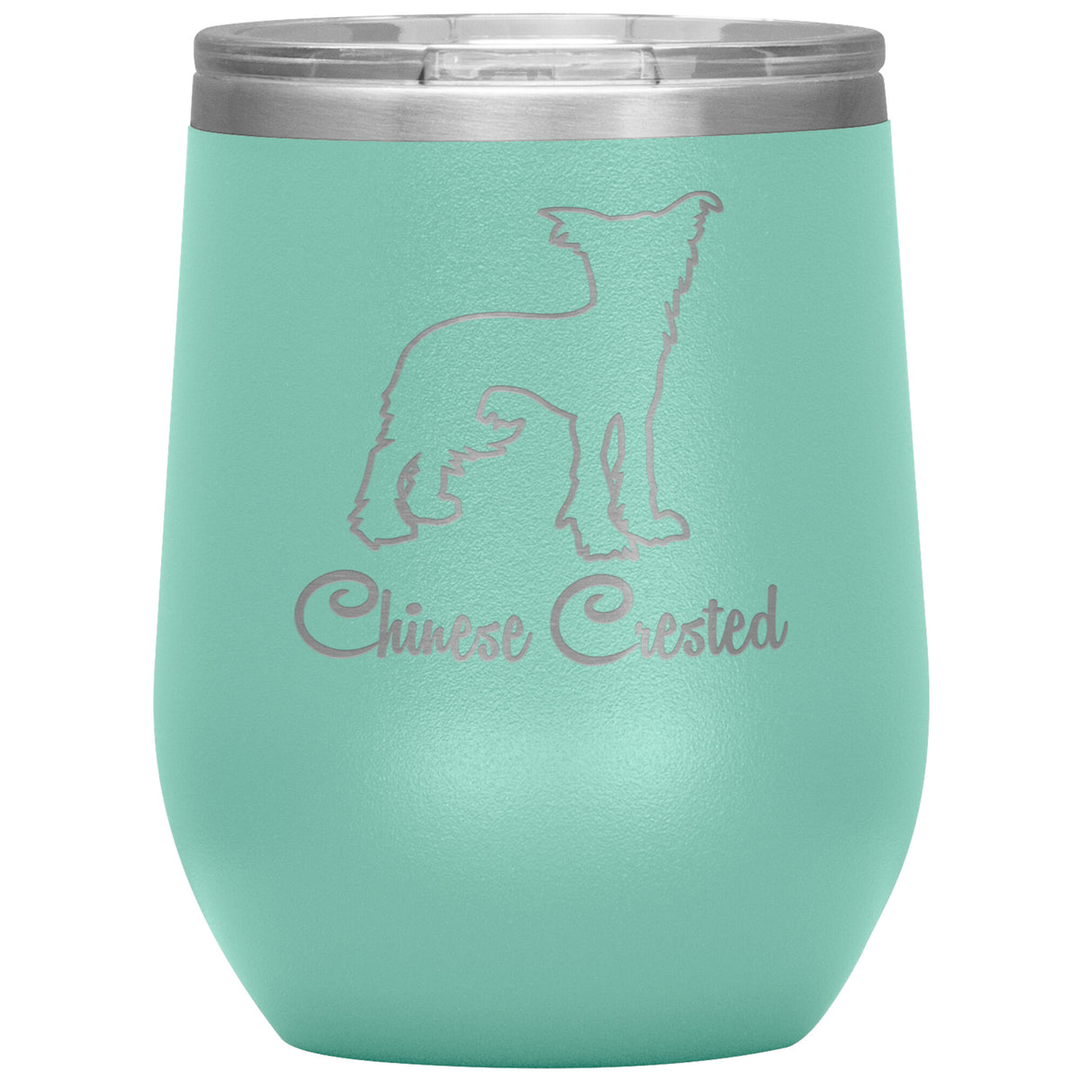 Chinese Crested Dog Outlined Silhouette 12oz Wine Insulated Tumbler