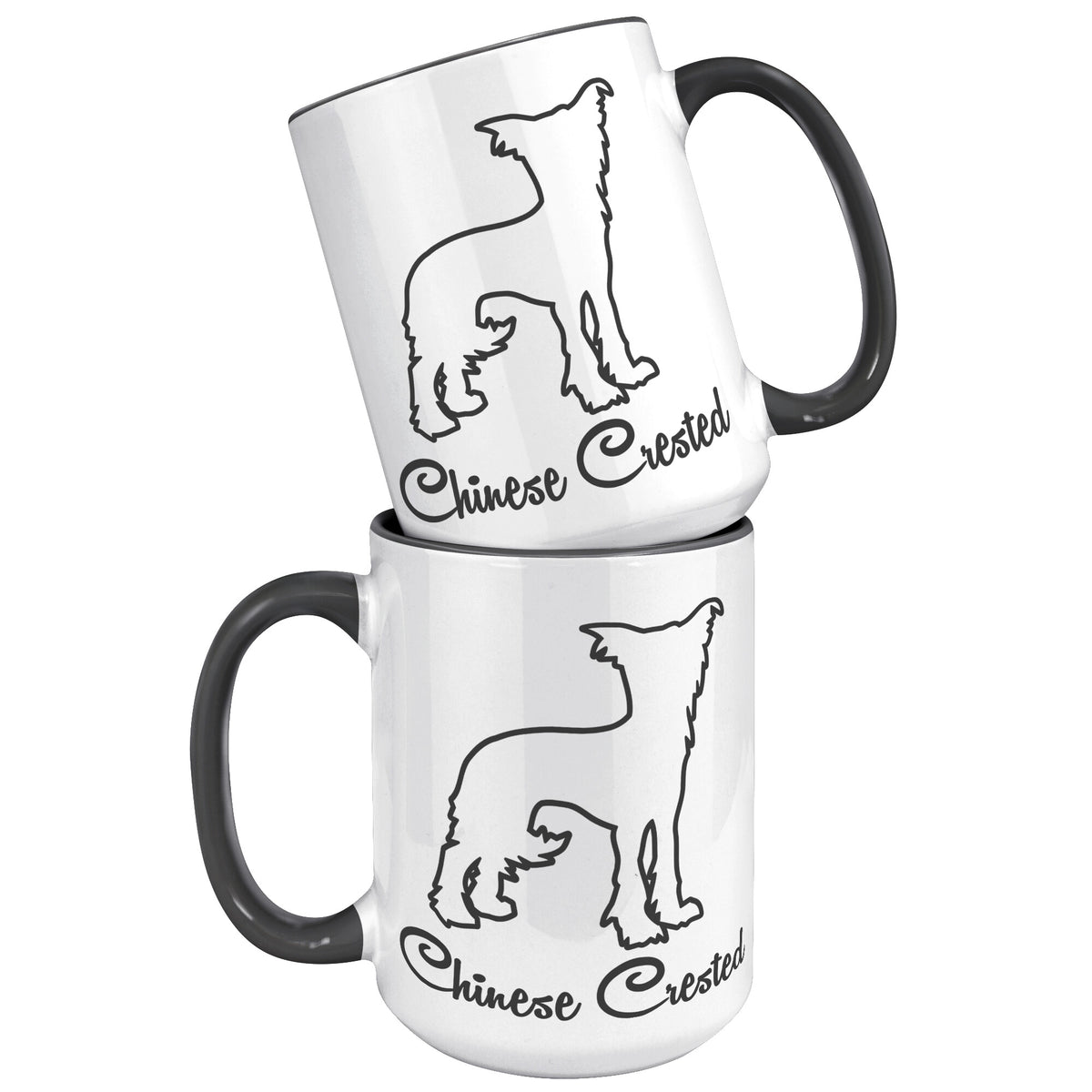 Chinese Crested Dog Outlined Silhouette 15oz Accent Mug