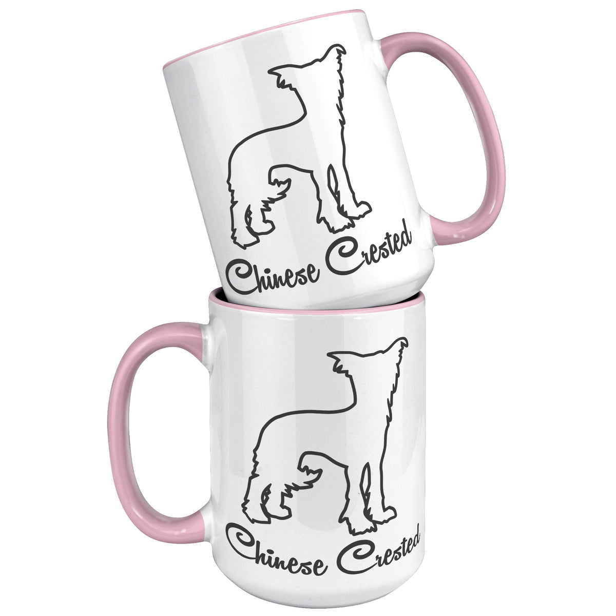 Chinese Crested Dog Outlined Silhouette 15oz Accent Mug