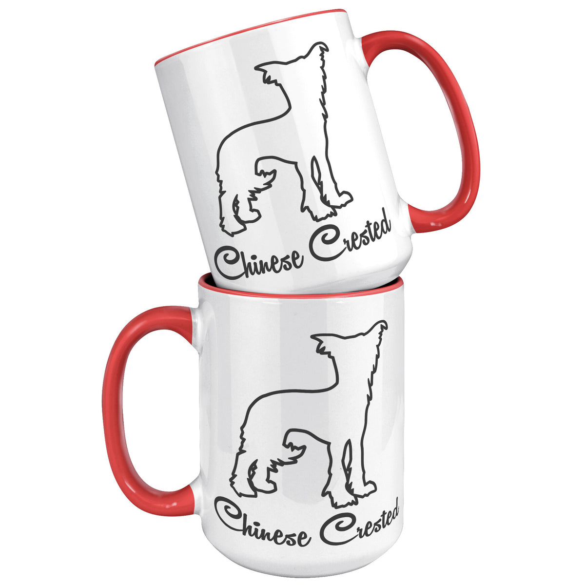 Chinese Crested Dog Outlined Silhouette 15oz Accent Mug