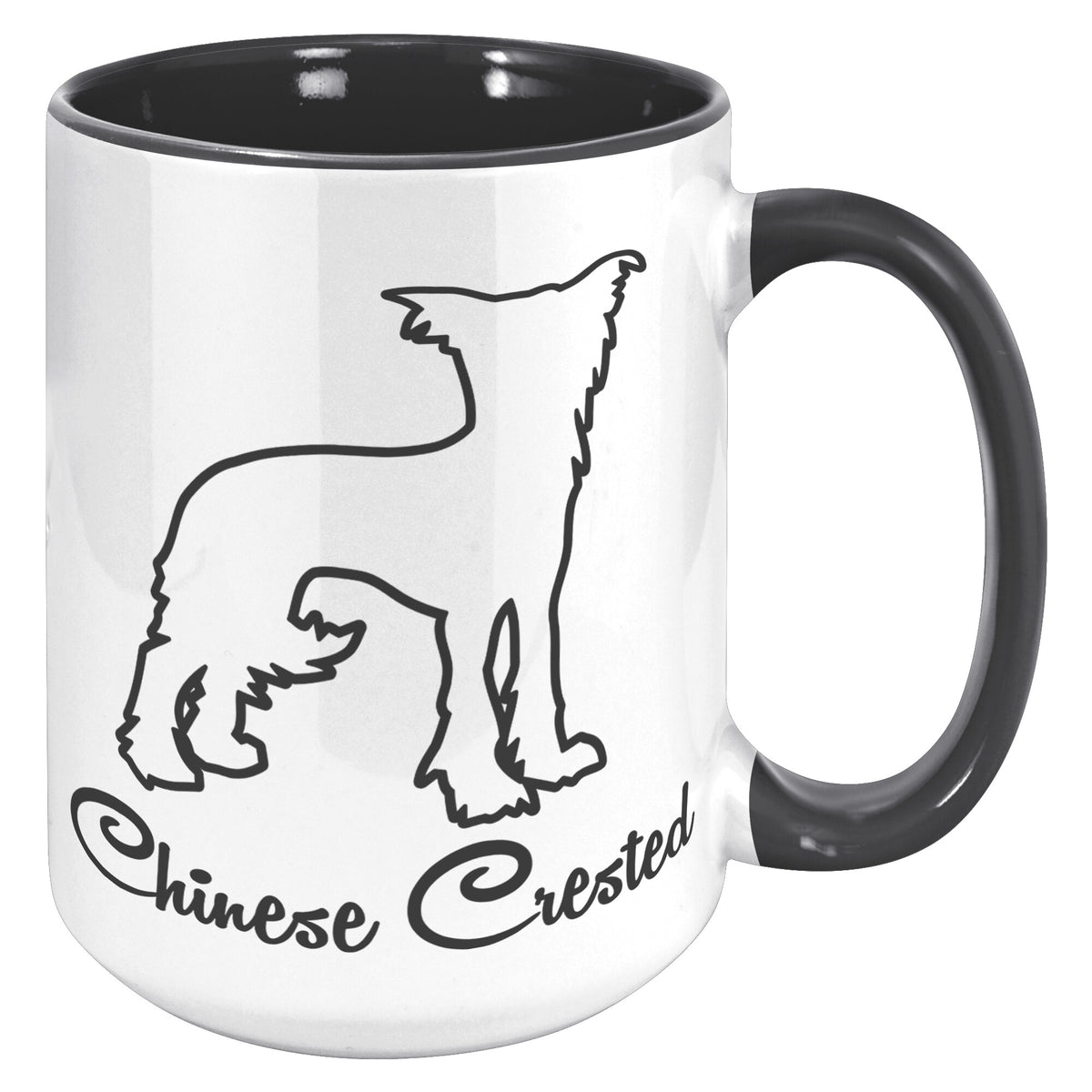 Chinese Crested Dog Outlined Silhouette 15oz Accent Mug