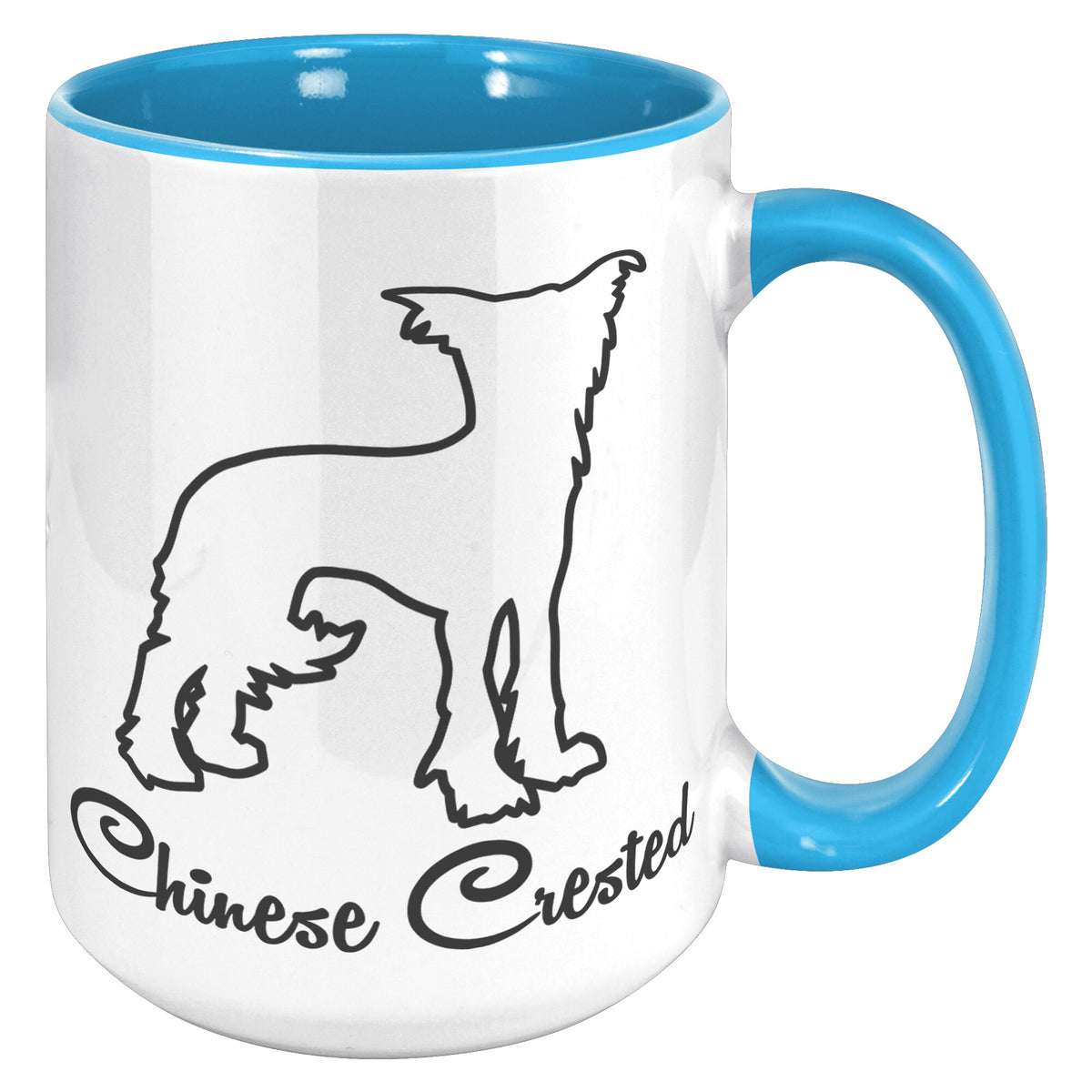 Chinese Crested Dog Outlined Silhouette 15oz Accent Mug