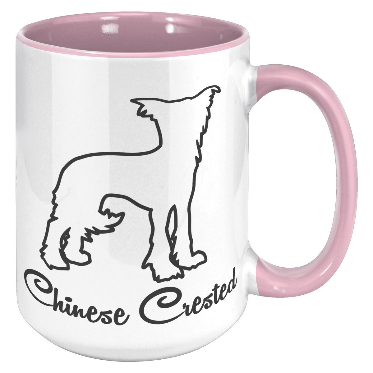 Chinese Crested Dog Outlined Silhouette 15oz Accent Mug