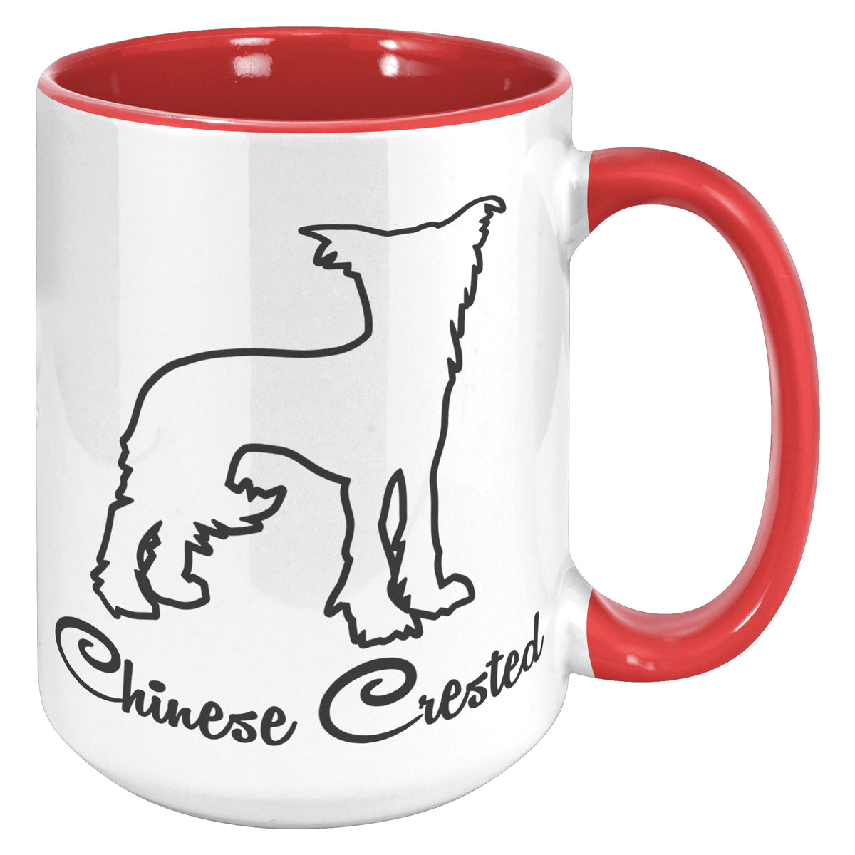 Chinese Crested Dog Outlined Silhouette 15oz Accent Mug