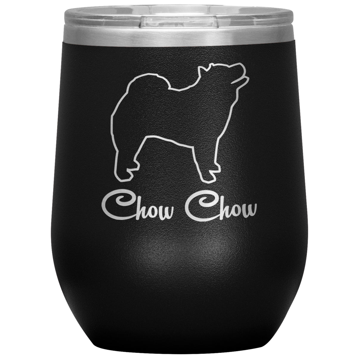 Chow Chow Dog Outlined Silhouette 12oz Wine Insulated Tumbler