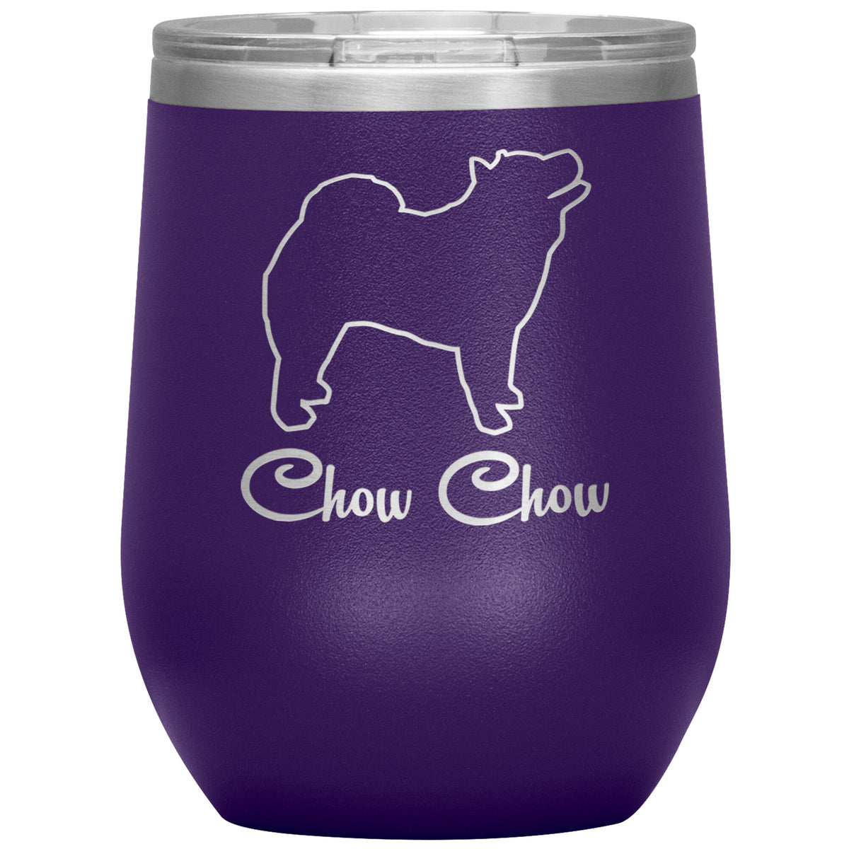 Chow Chow Dog Outlined Silhouette 12oz Wine Insulated Tumbler