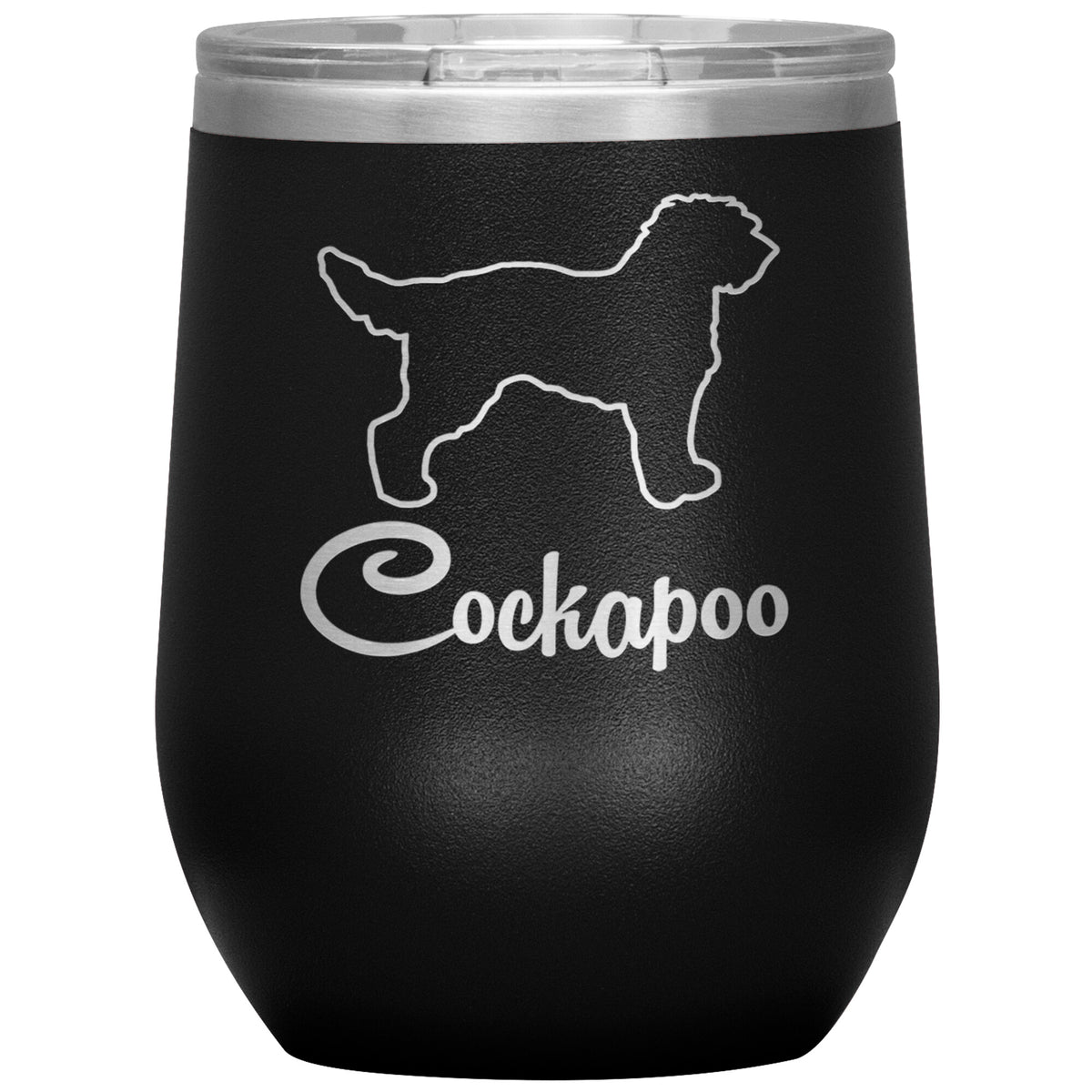Cockapoo Dog Outlined Silhouette 12oz Wine Insulated Tumbler
